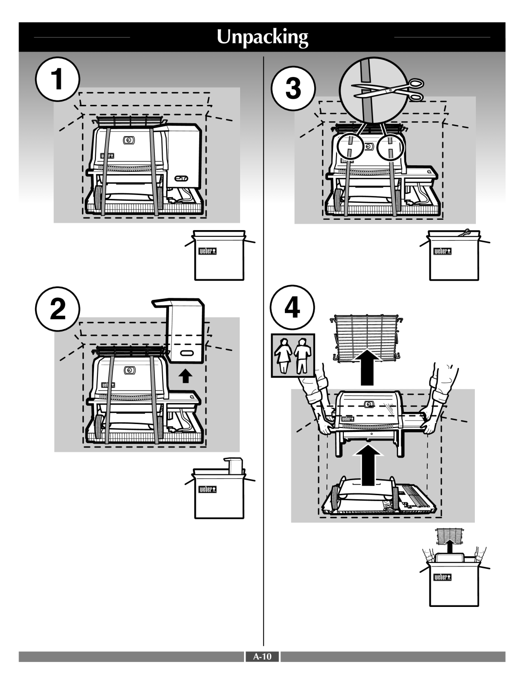 Weber 55545 manual Unpacking 