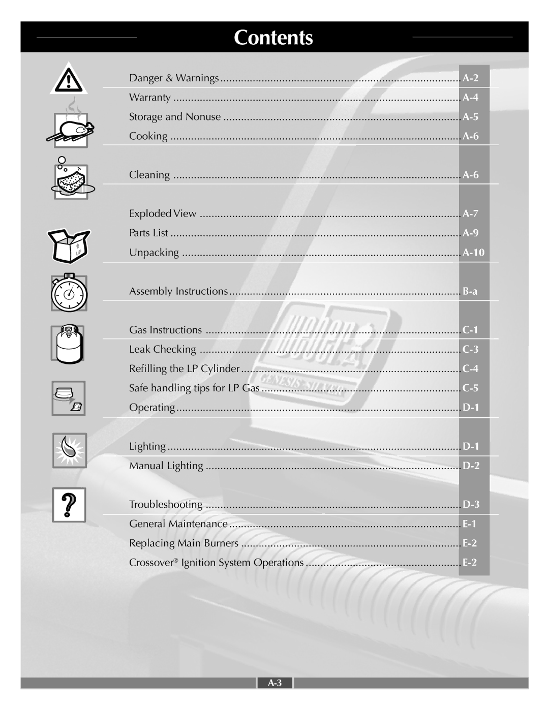 Weber 55545 manual Contents 