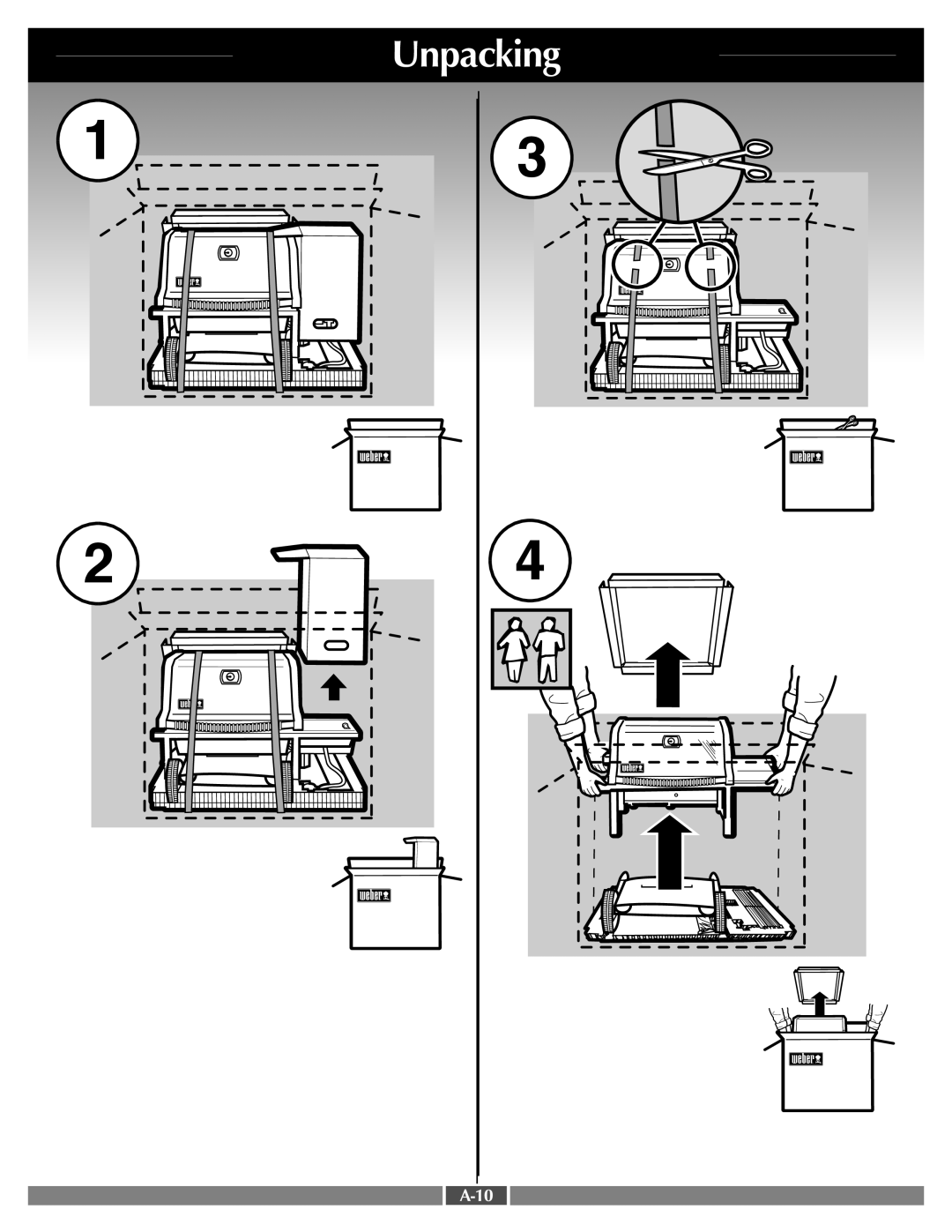 Weber 55548 manual Unpacking 