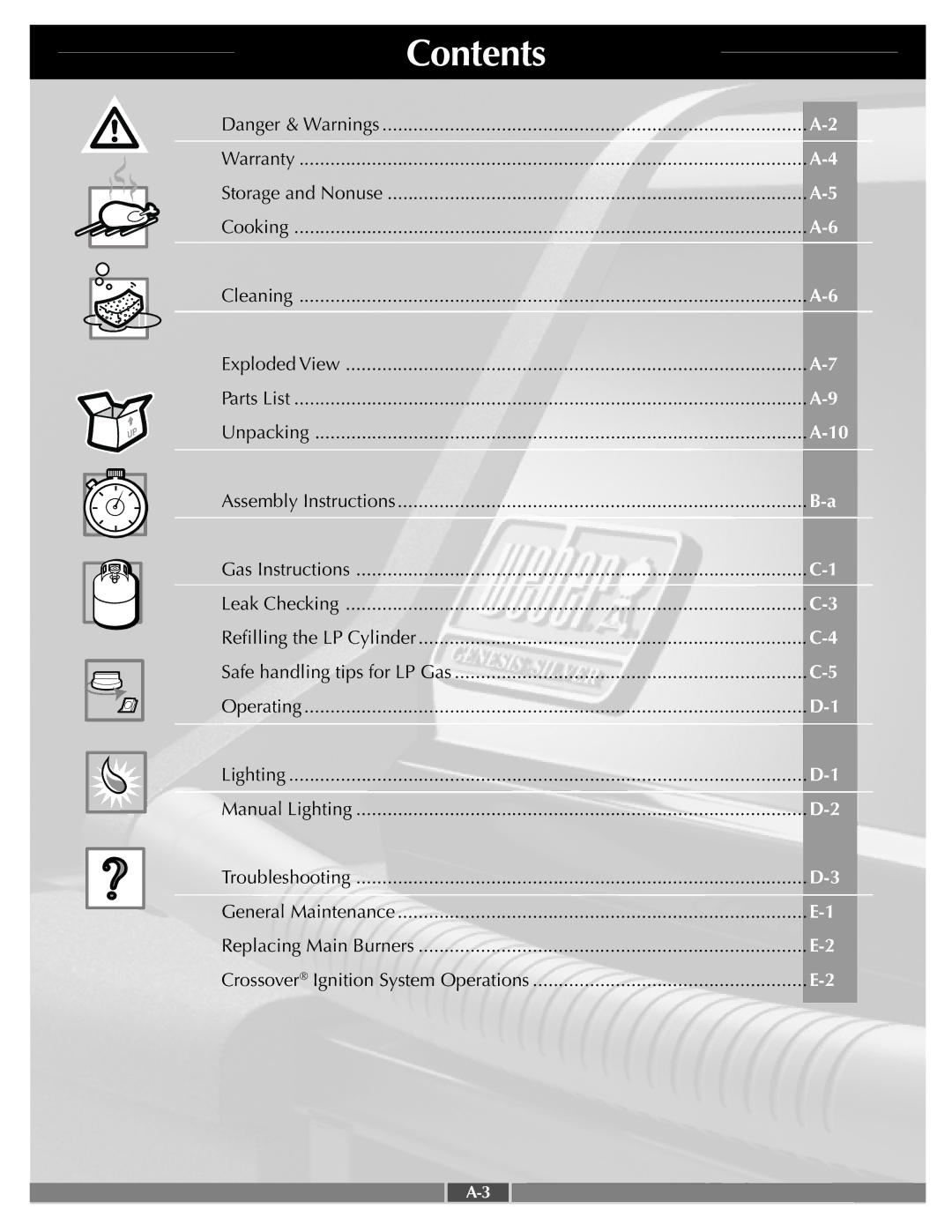 Weber 55548 manual Contents 