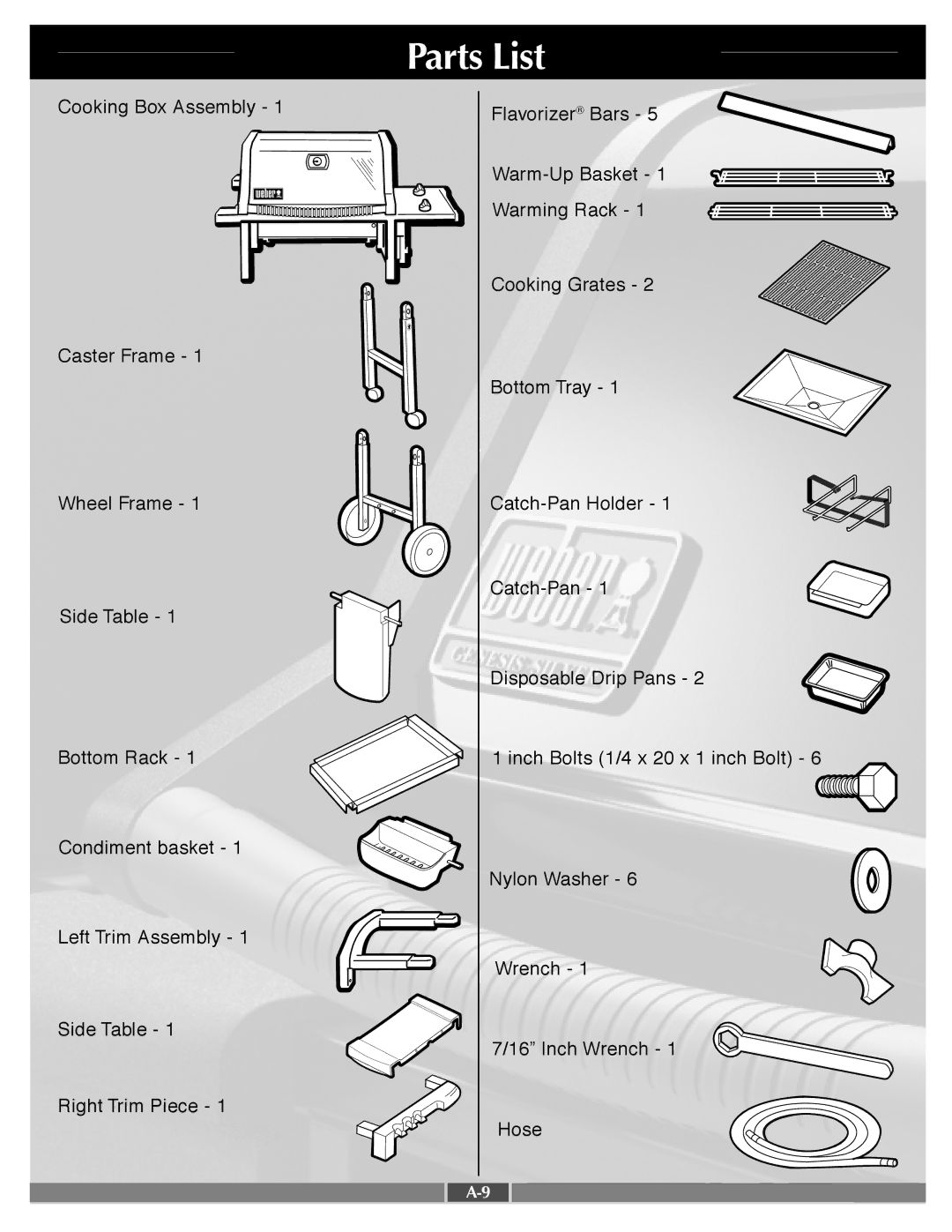 Weber 55548 manual Parts List 