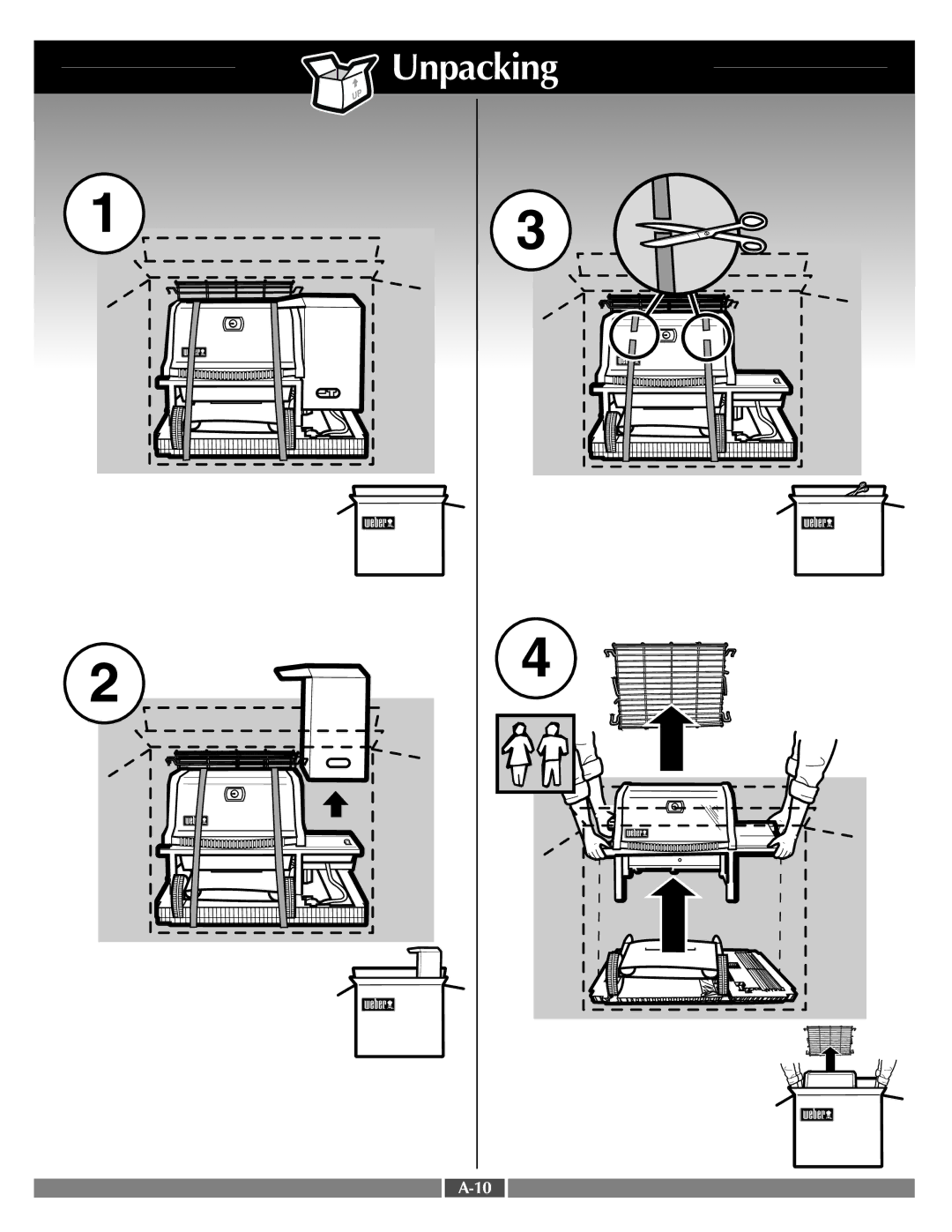 Weber 55549 manual Unpacking 