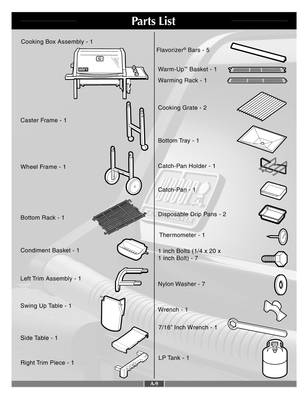 Weber 55549 manual Parts List 