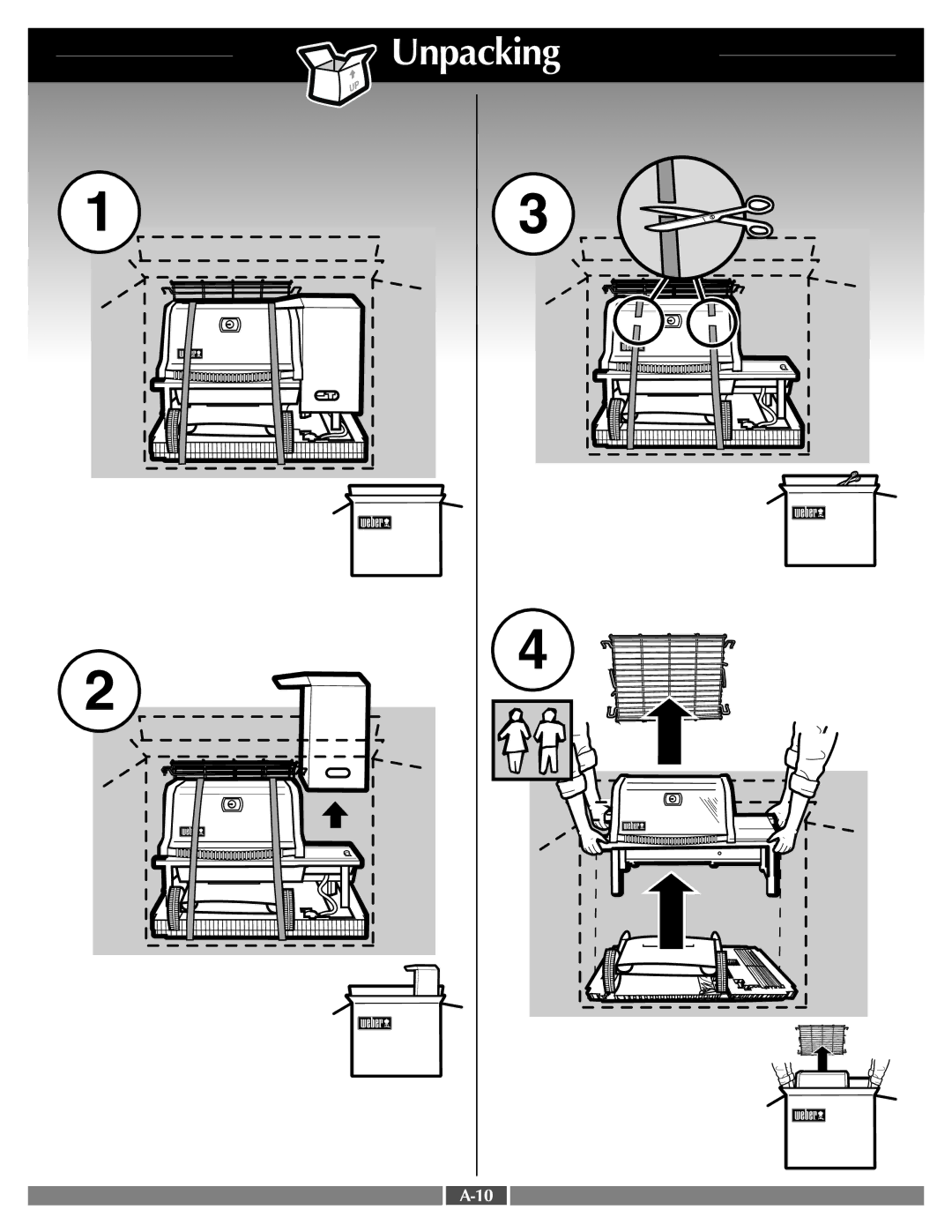 Weber 55553 manual Unpacking 