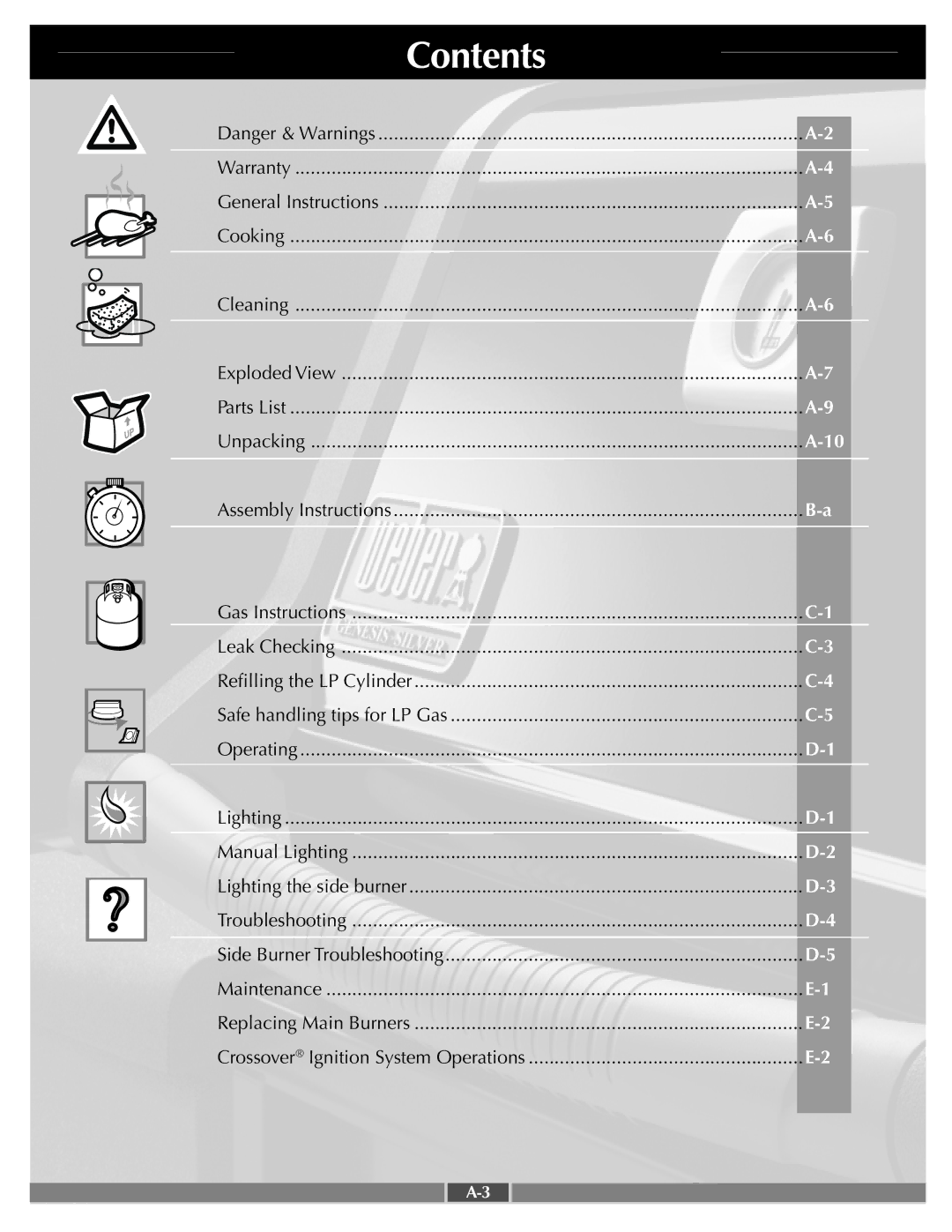 Weber 55553 manual Contents 