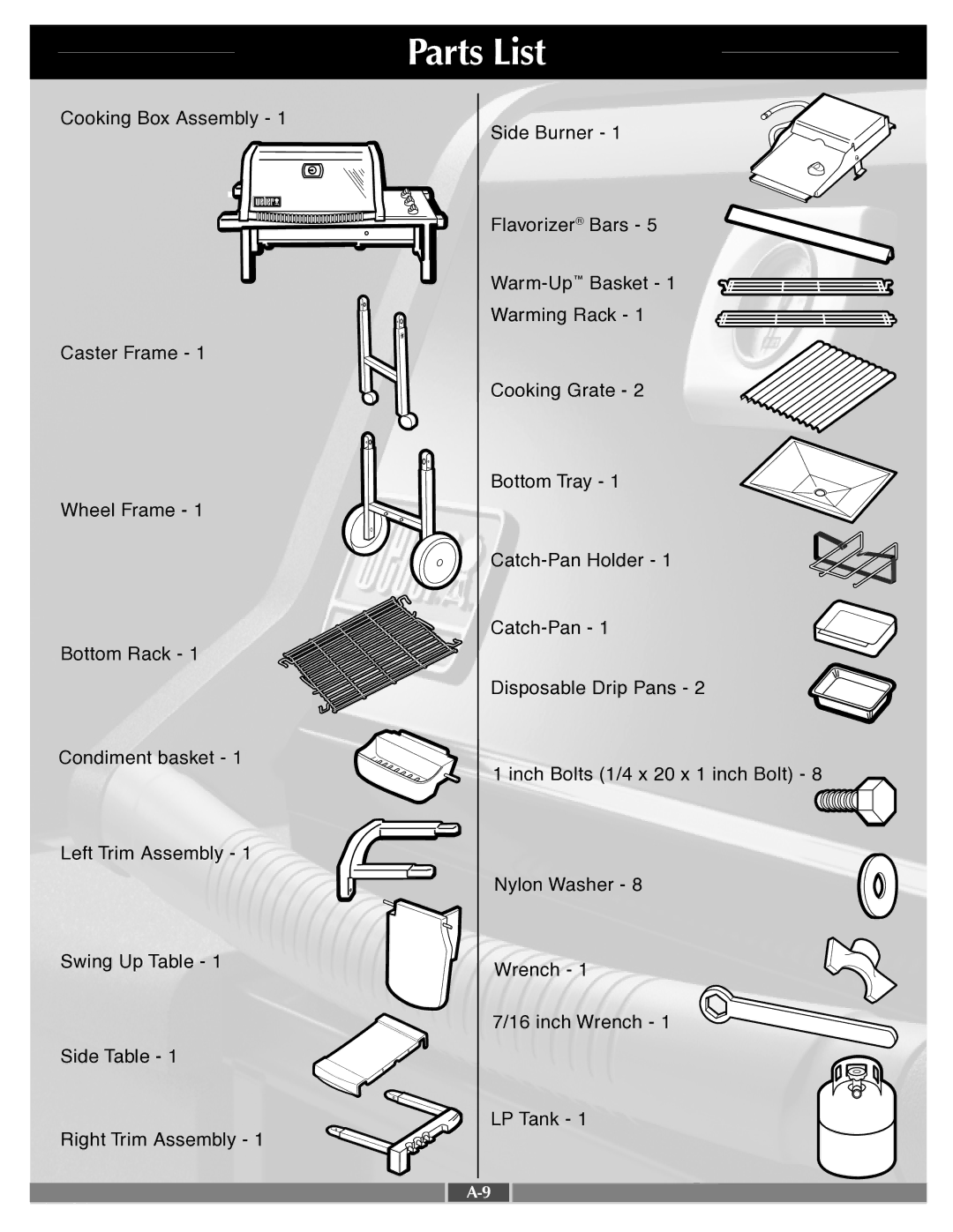 Weber 55553 manual Parts List 