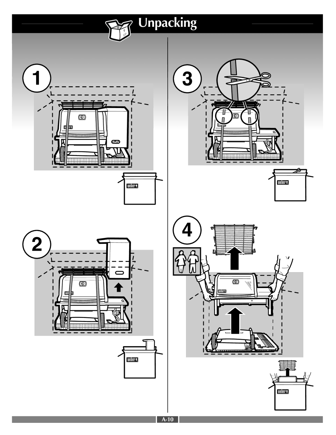 Weber 55554 manual Unpacking 