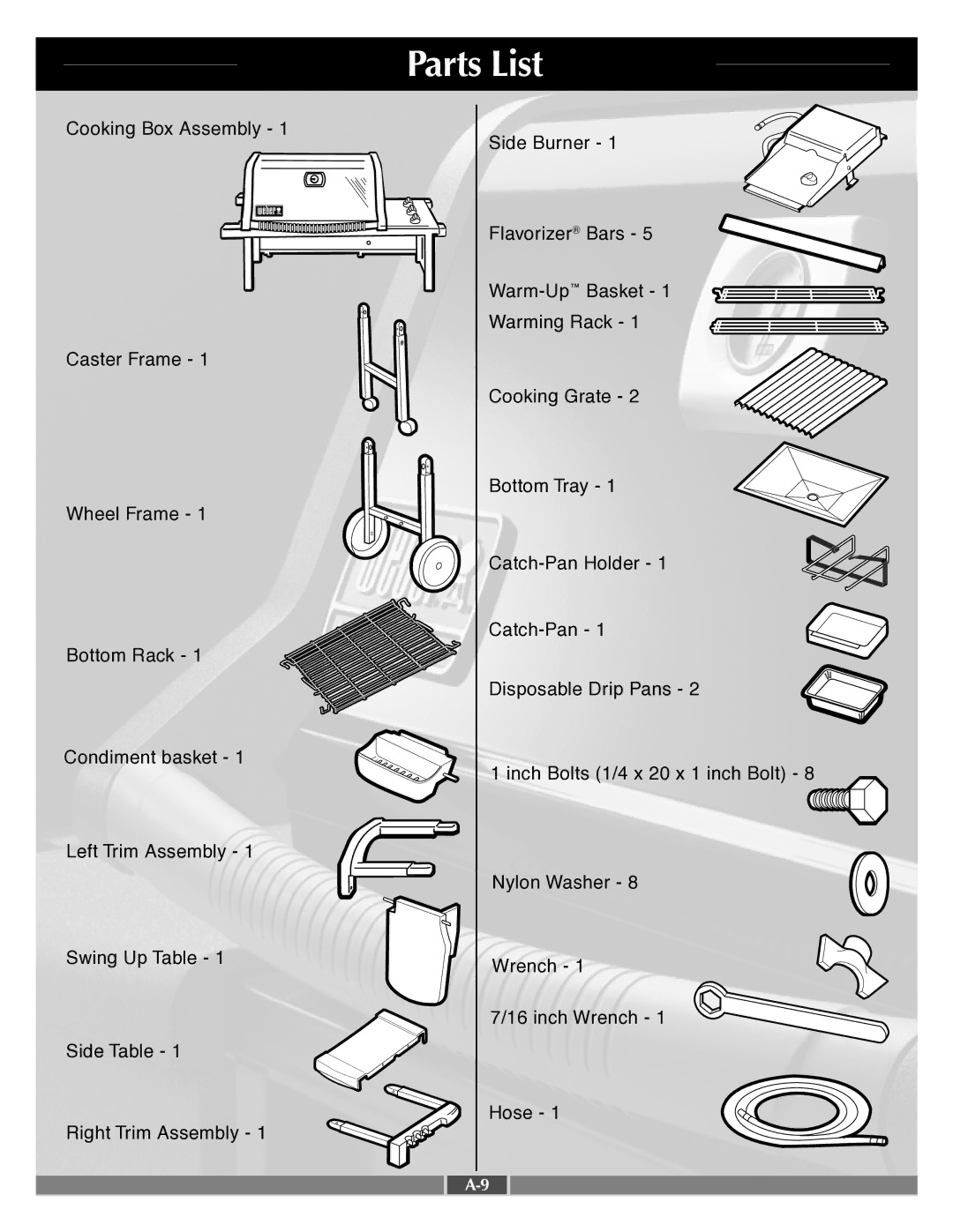 Weber 55554 manual Parts List 