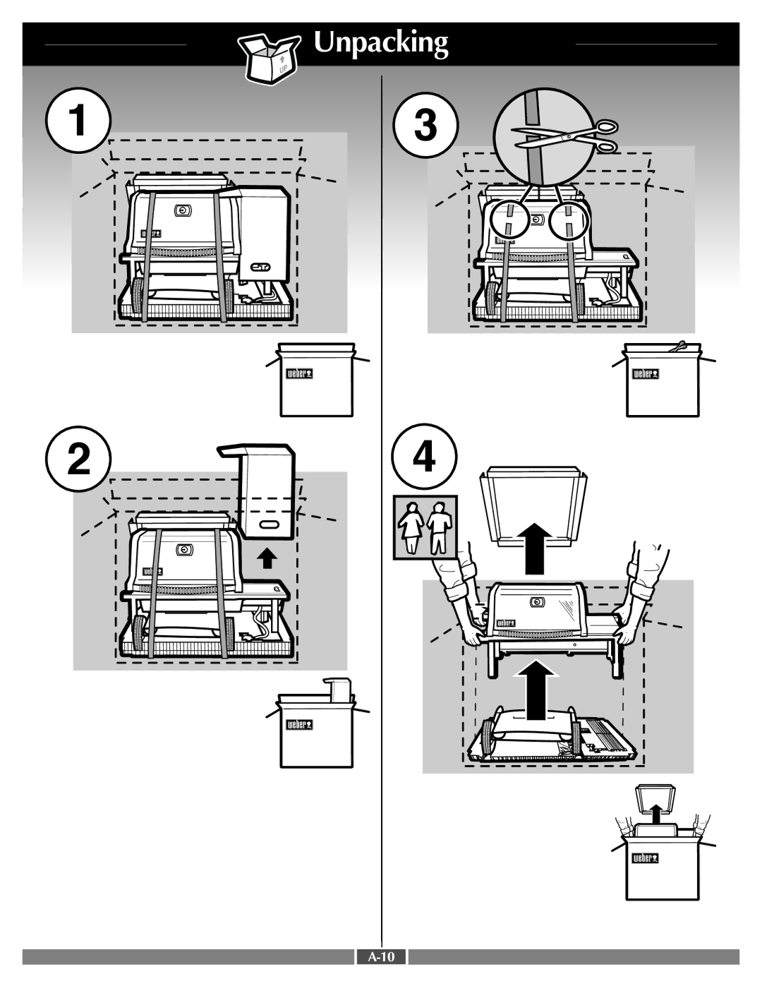 Weber 55556 manual Unpacking 