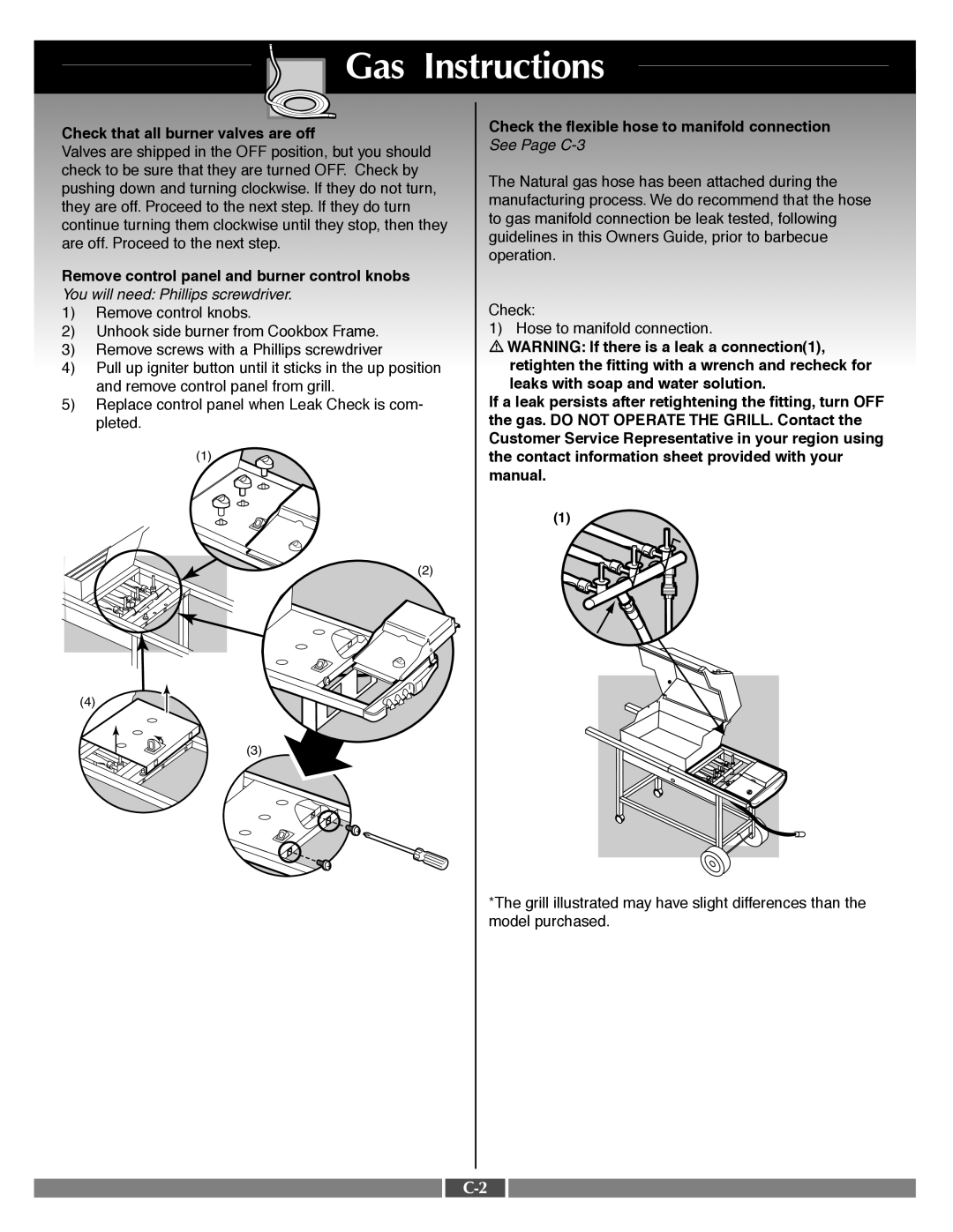 Weber 55556 manual Check that all burner valves are off 