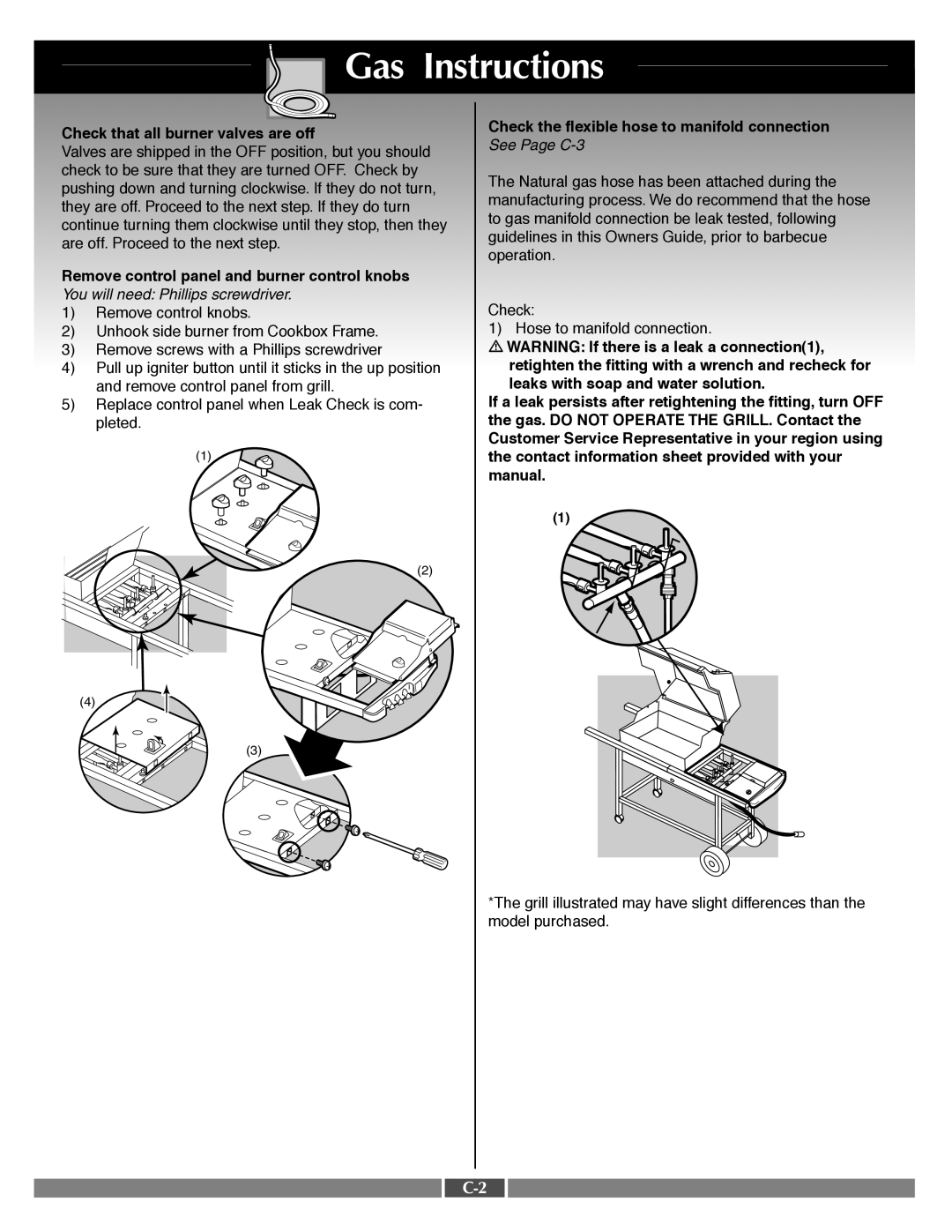 Weber 55556 manual Gas Instructions 