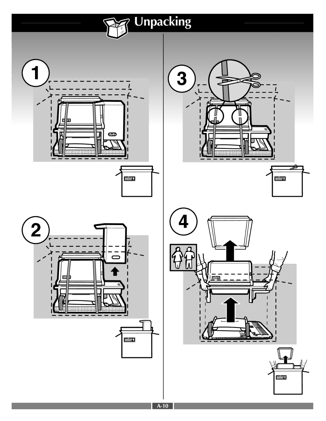 Weber 55568 manual Unpacking 