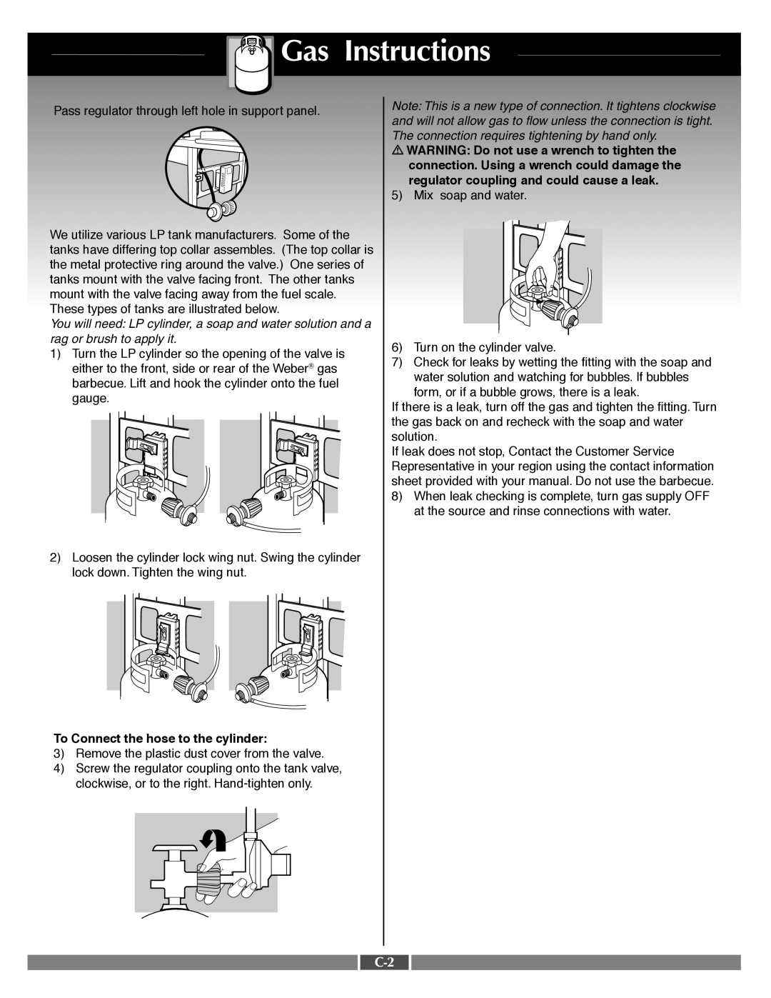 Weber 55568 manual To Connect the hose to the cylinder 