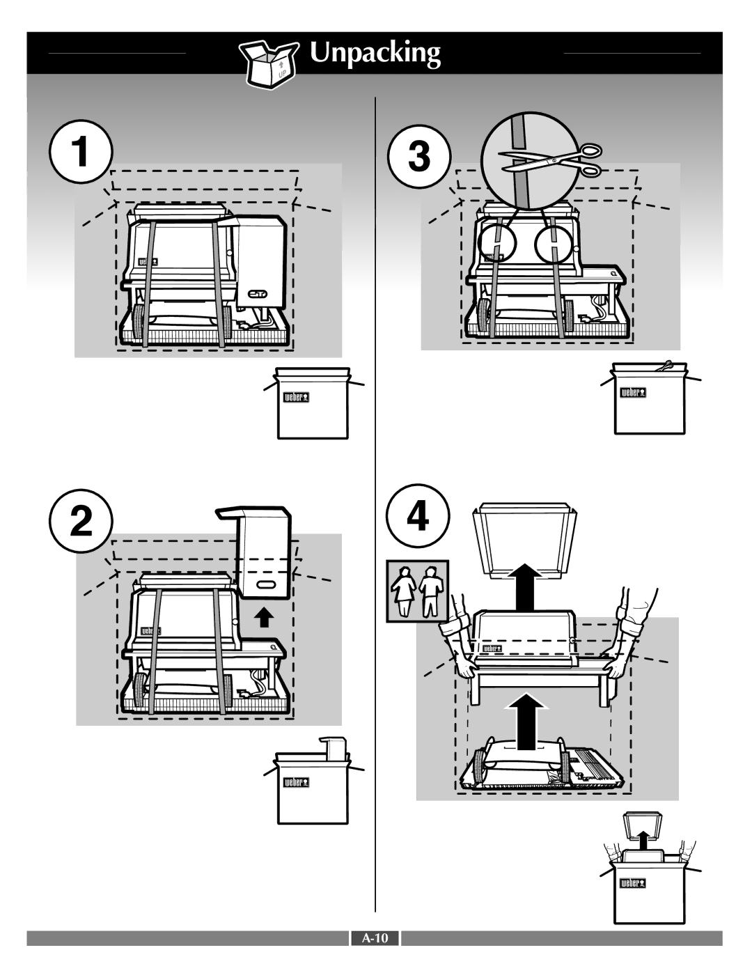 Weber 55571 manual Unpacking 