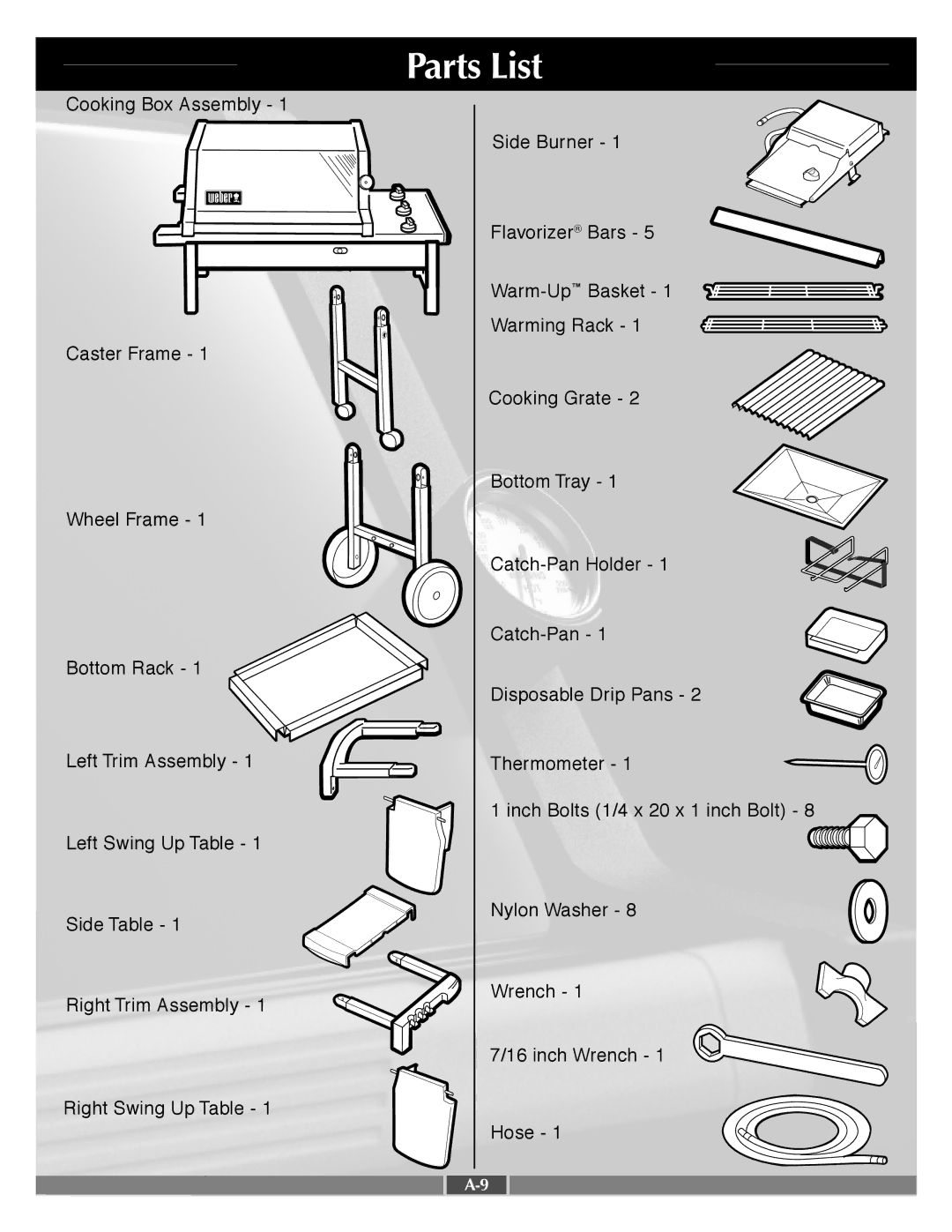 Weber 55571 manual Parts List 