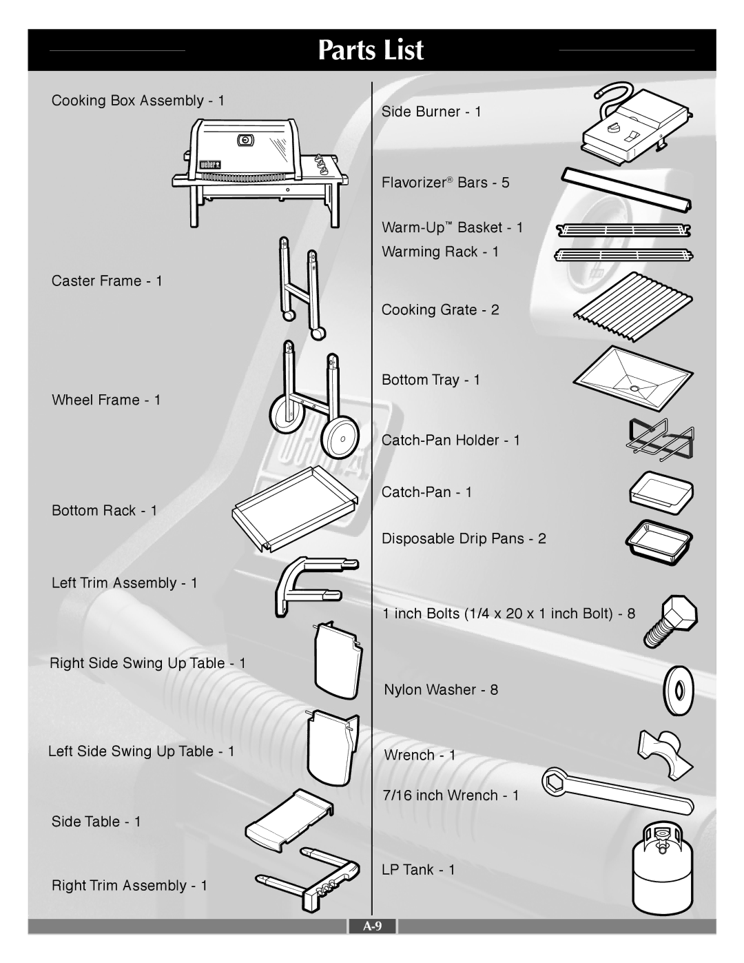 Weber 55767 manual Parts List 