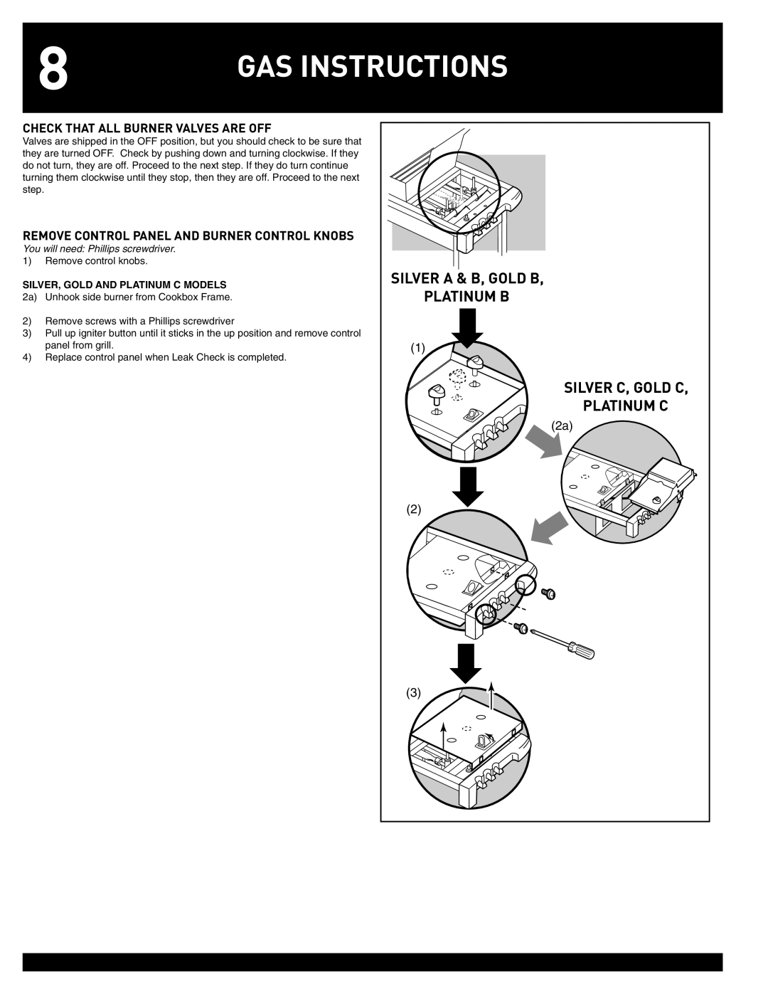 Weber 55827 manual Check That ALL Burner Valves are OFF, Remove Control Panel and Burner Control Knobs 