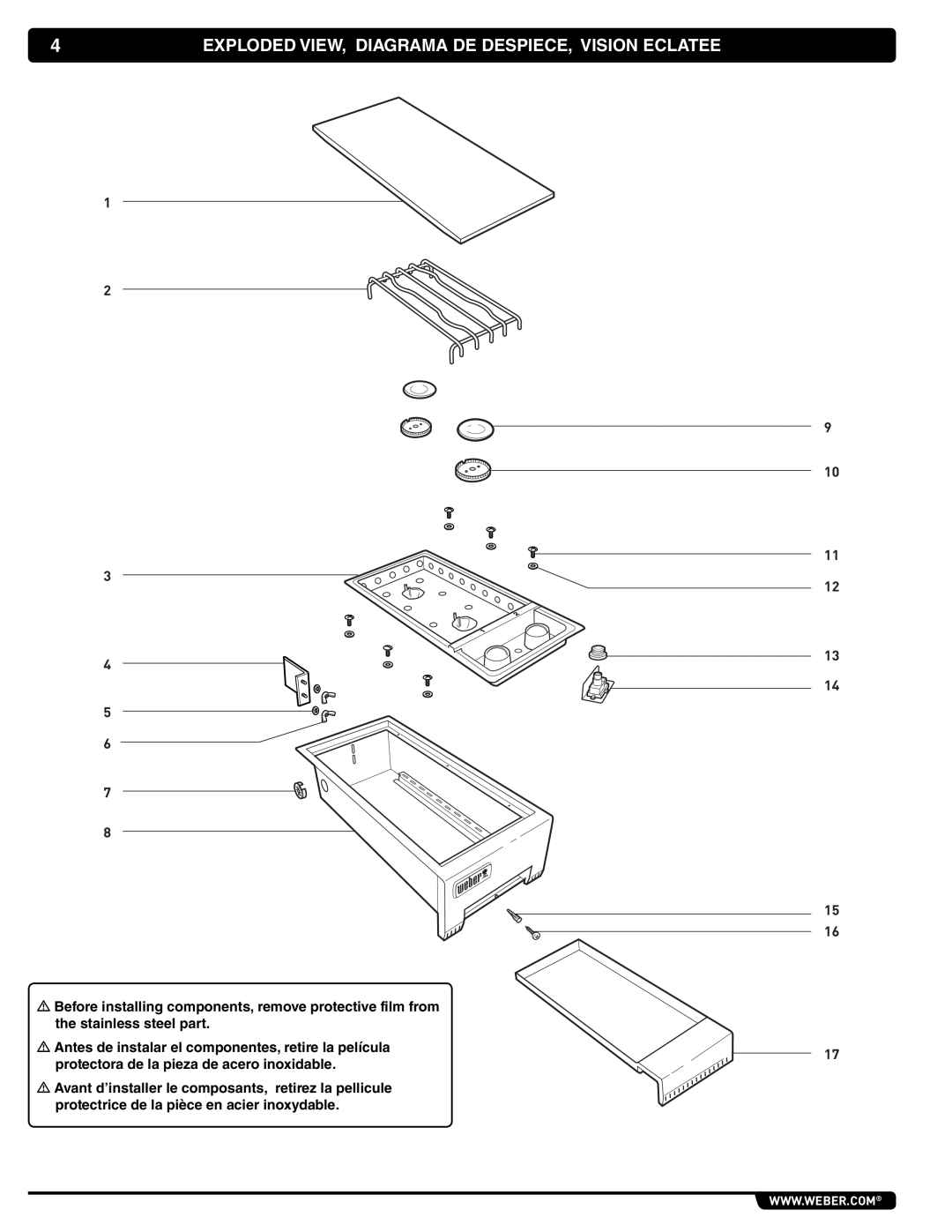 Weber 56069 manual Exploded VIEW, Diagrama DE DESPIECE, Vision Eclatee 