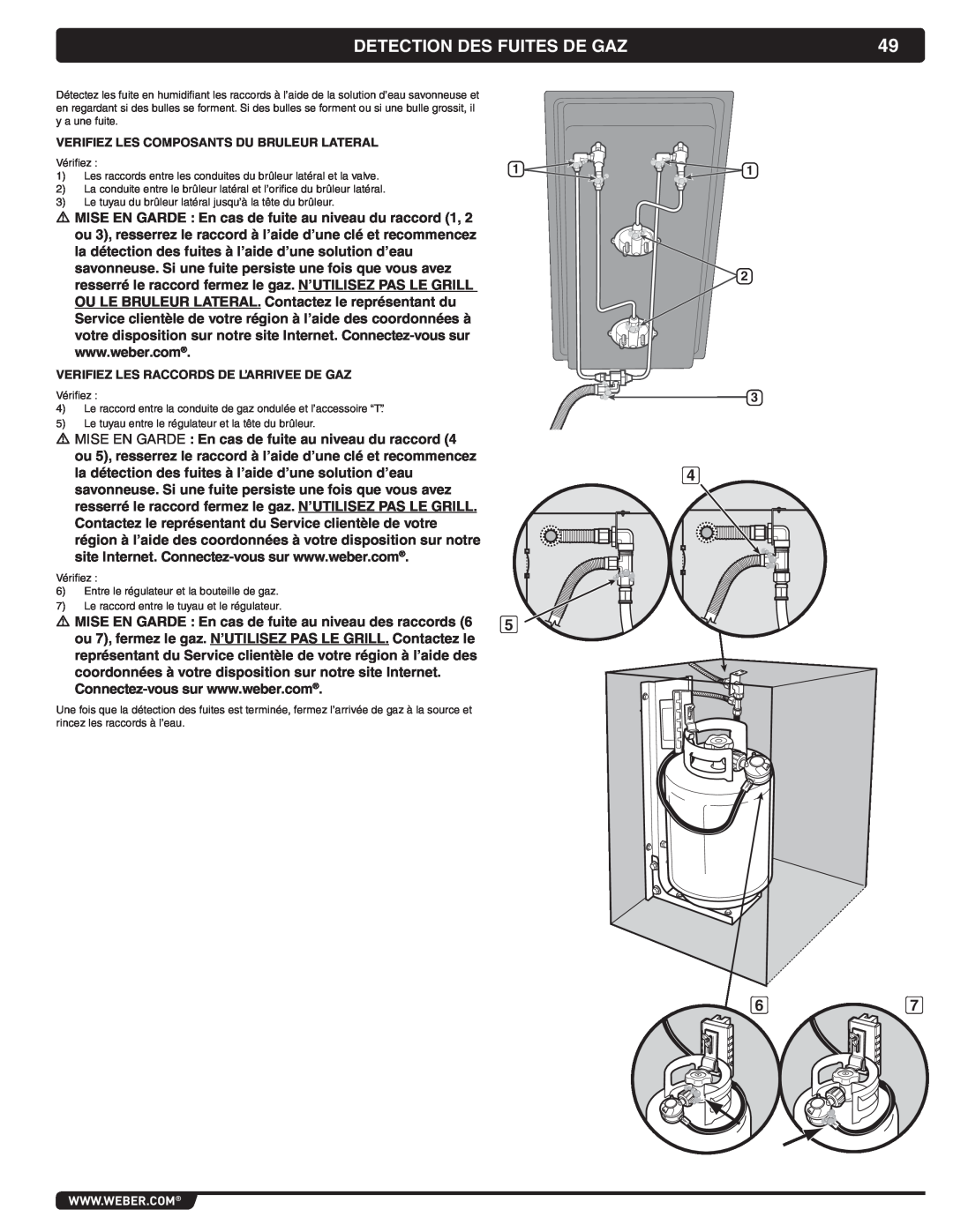 Weber 56069 manual Detection Des Fuites De Gaz, Verifiez Les Composants Du Bruleur Lateral 