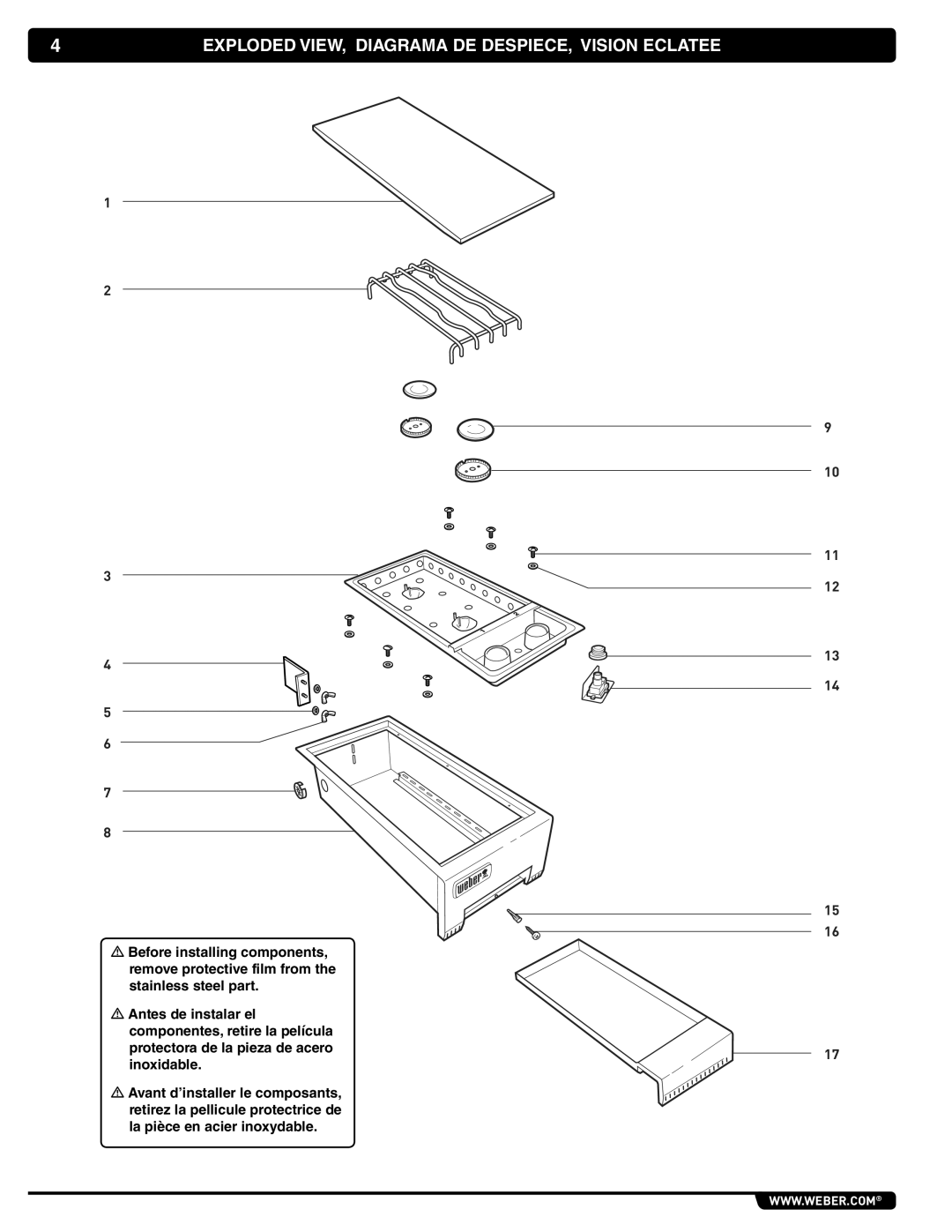 Weber 56070, 62434 manual Exploded VIEW, Diagrama DE DESPIECE, Vision Eclatee 