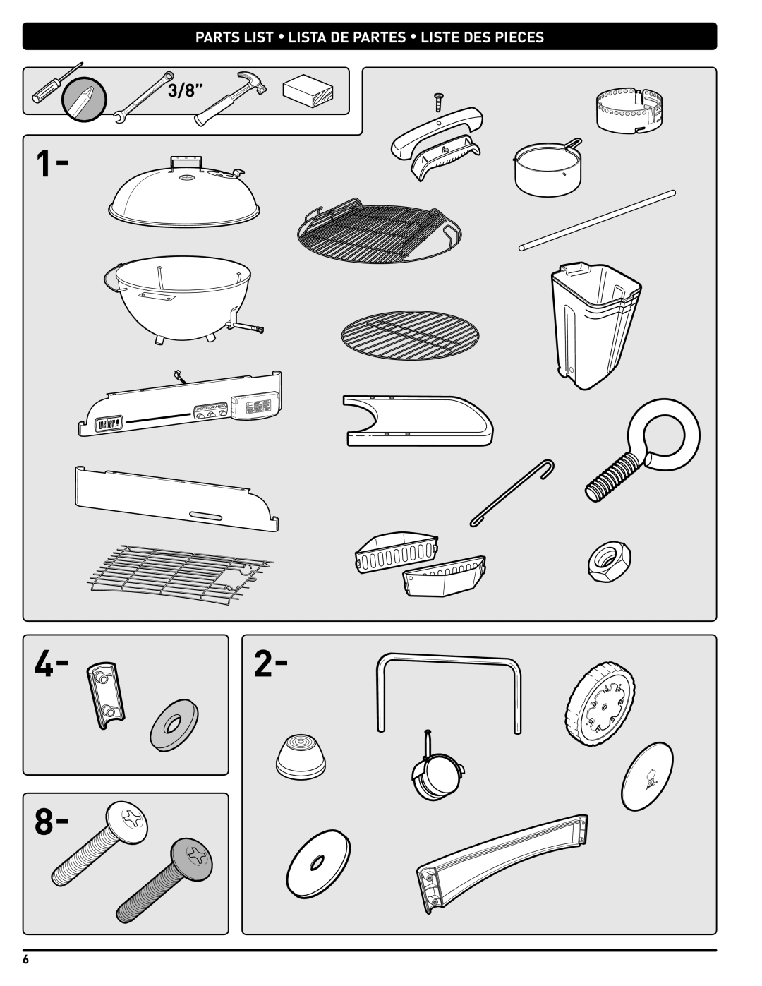 Weber 56201 manual Parts List Lista DE Partes Liste DES Pieces 