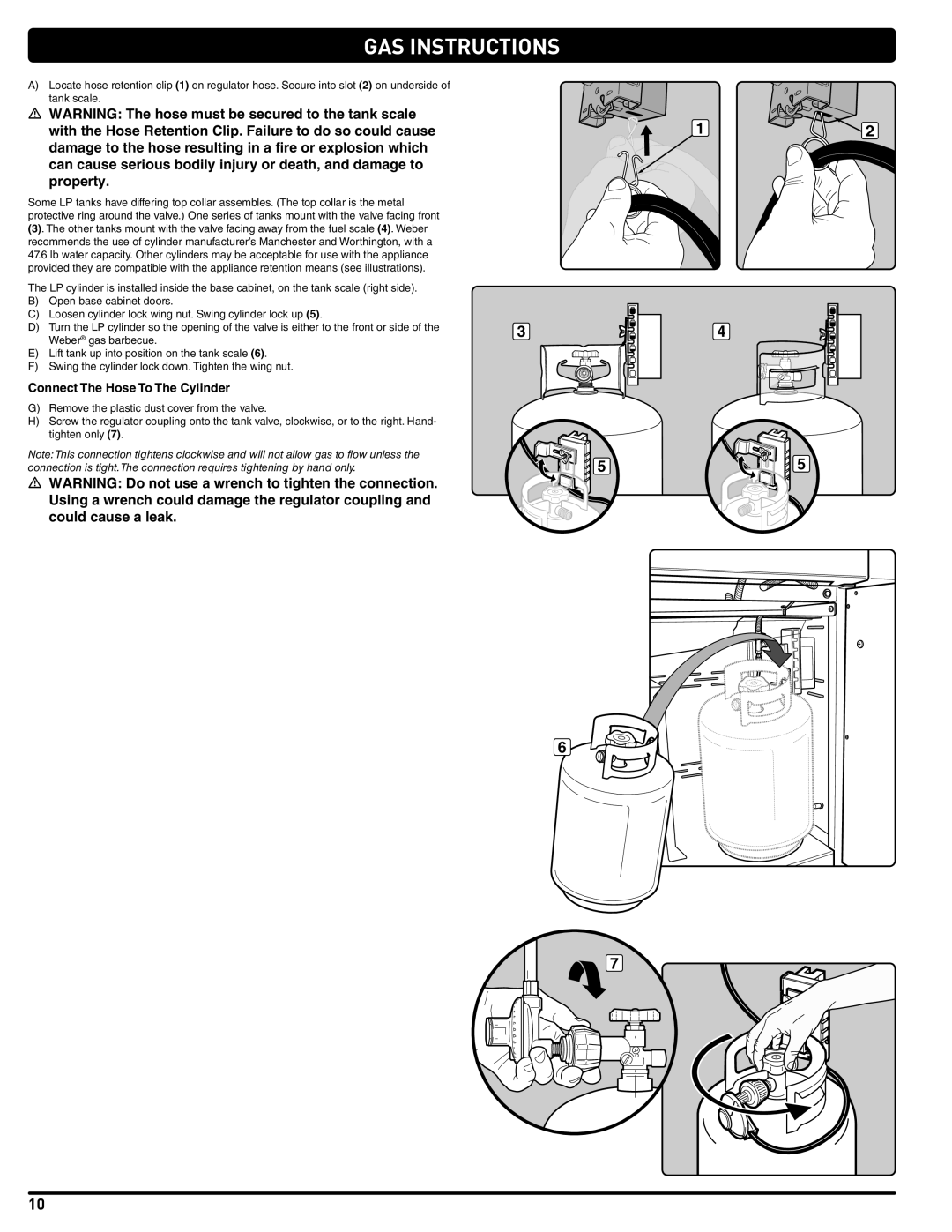 Weber 56204 manual Connect The Hose To The Cylinder 