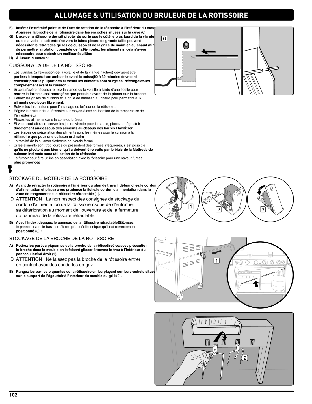 Weber 56204 Cuisson a L’AIDE DE LA Rotissoire, Stockage DU Moteur DE LA Rotissoire, Stockage DE LA Broche DE LA Rotissoire 