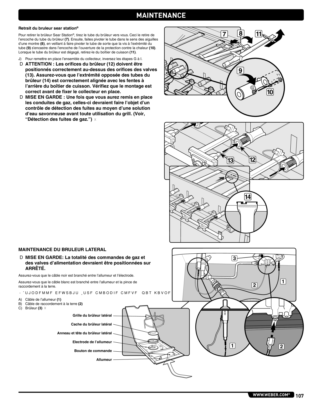 Weber 56204 manual Positionnés correctement au-dessus des orifices des valves, Maintenance DU Bruleur Lateral, Arrêté 