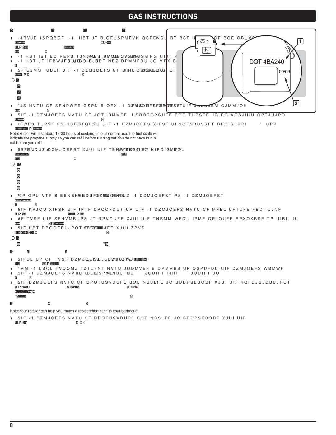 Weber 56204 GAS Instructions, Safe Handling Tips for Liquid Propane GAS Cylinders, Liquid Propane Cylinder Requirements 