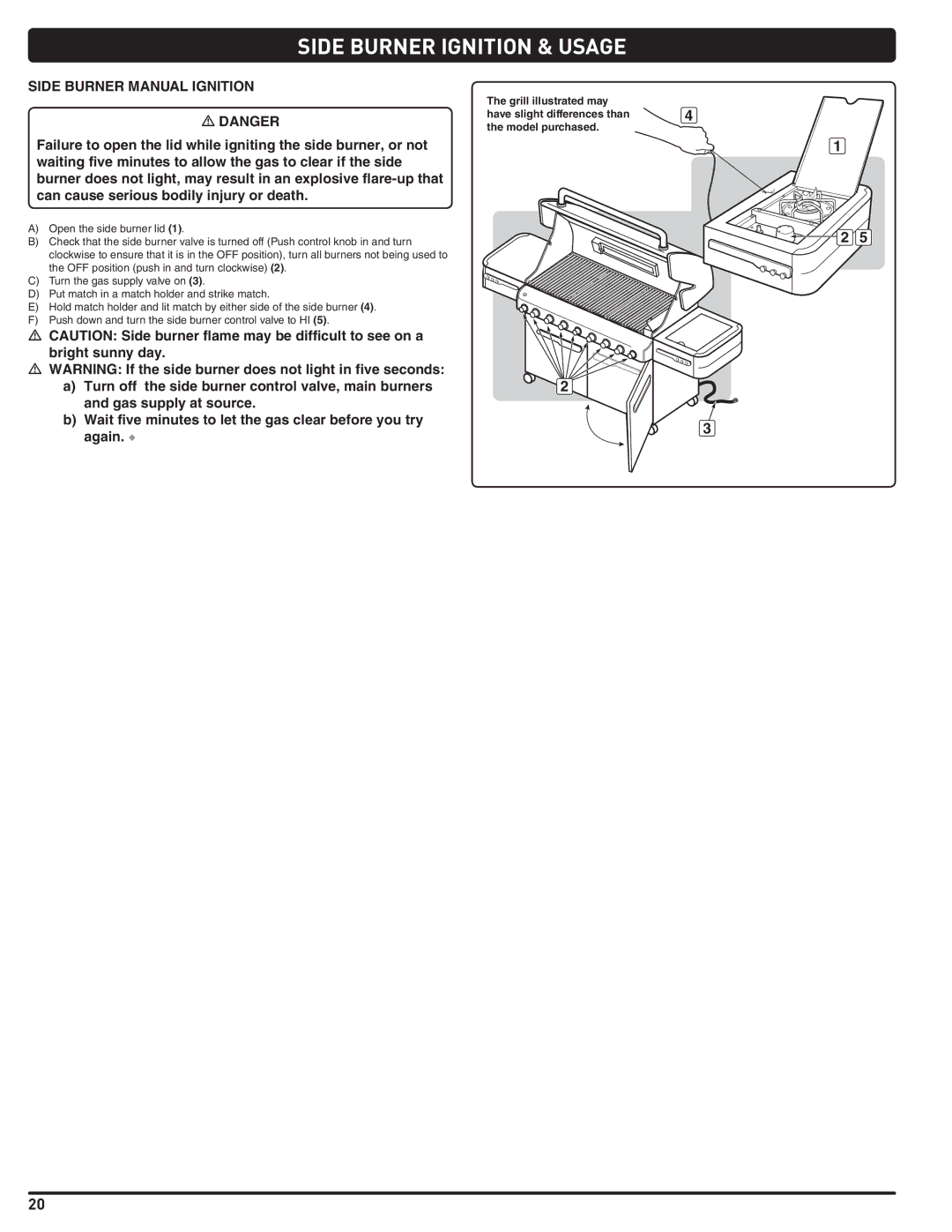 Weber 56206 manual Side Burner Manual Ignition 