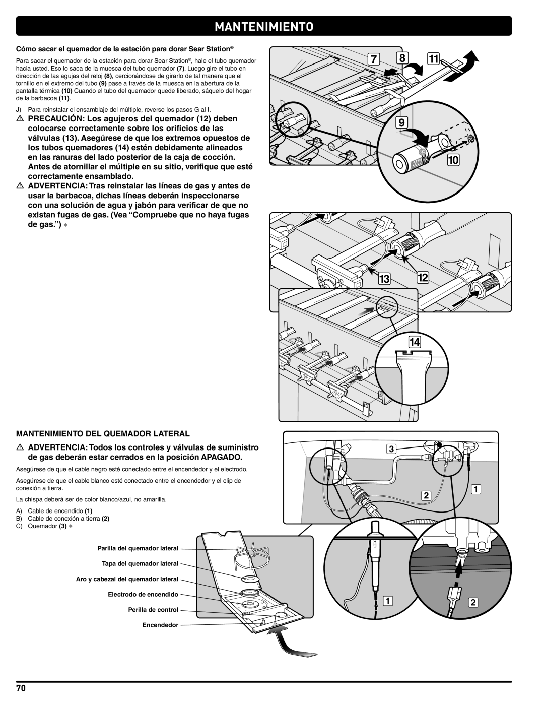 Weber 56209, E 470 manual Mantenimiento DEL Quemador Lateral 