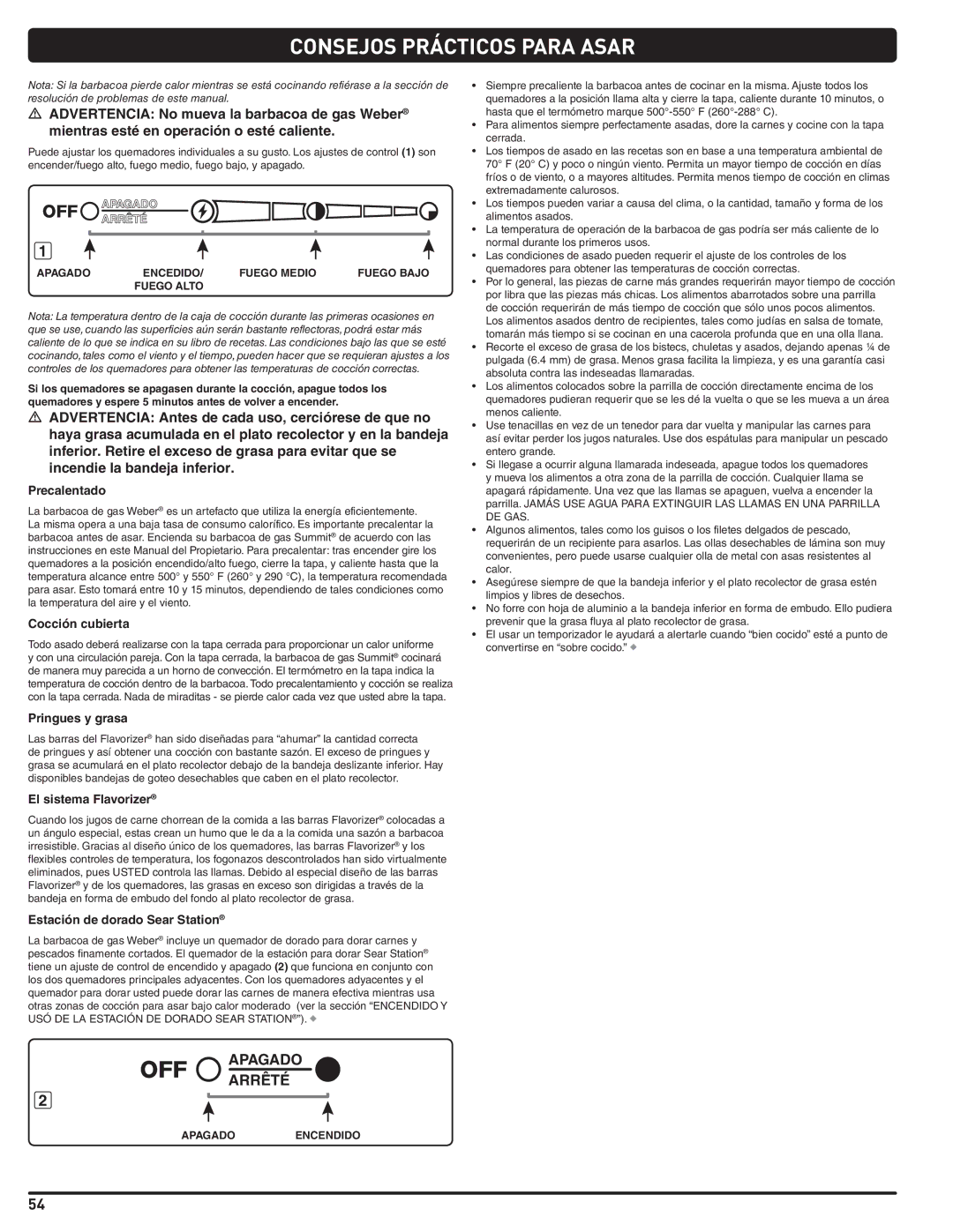 Weber 56211, E/S 470 LP manual Consejos Prácticos Para Asar 