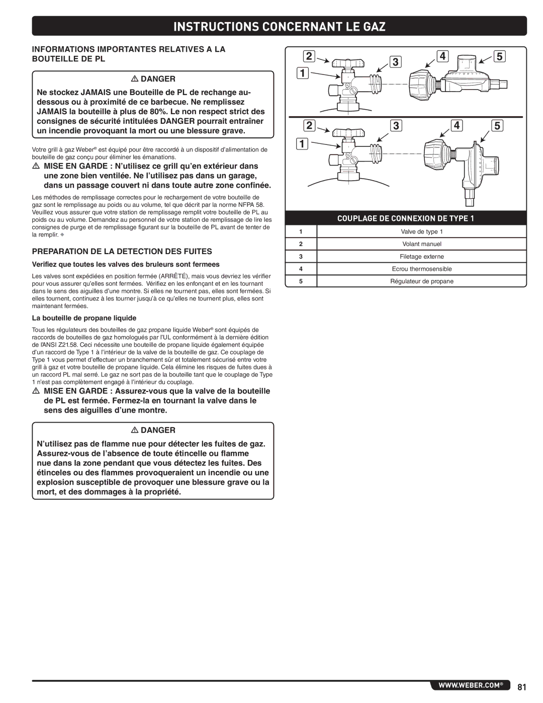 Weber E/S 470 LP, 56211 Informations Importantes Relatives a LA Bouteille DE PL, Preparation DE LA Detection DES Fuites 