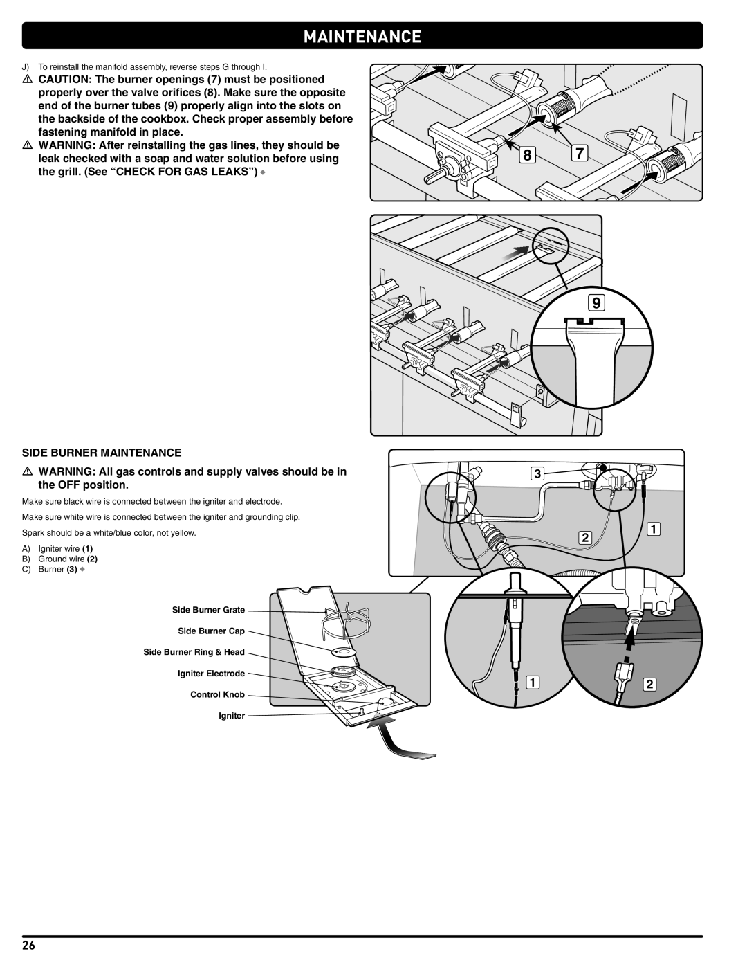 Weber 56214 manual Side Burner Maintenance 