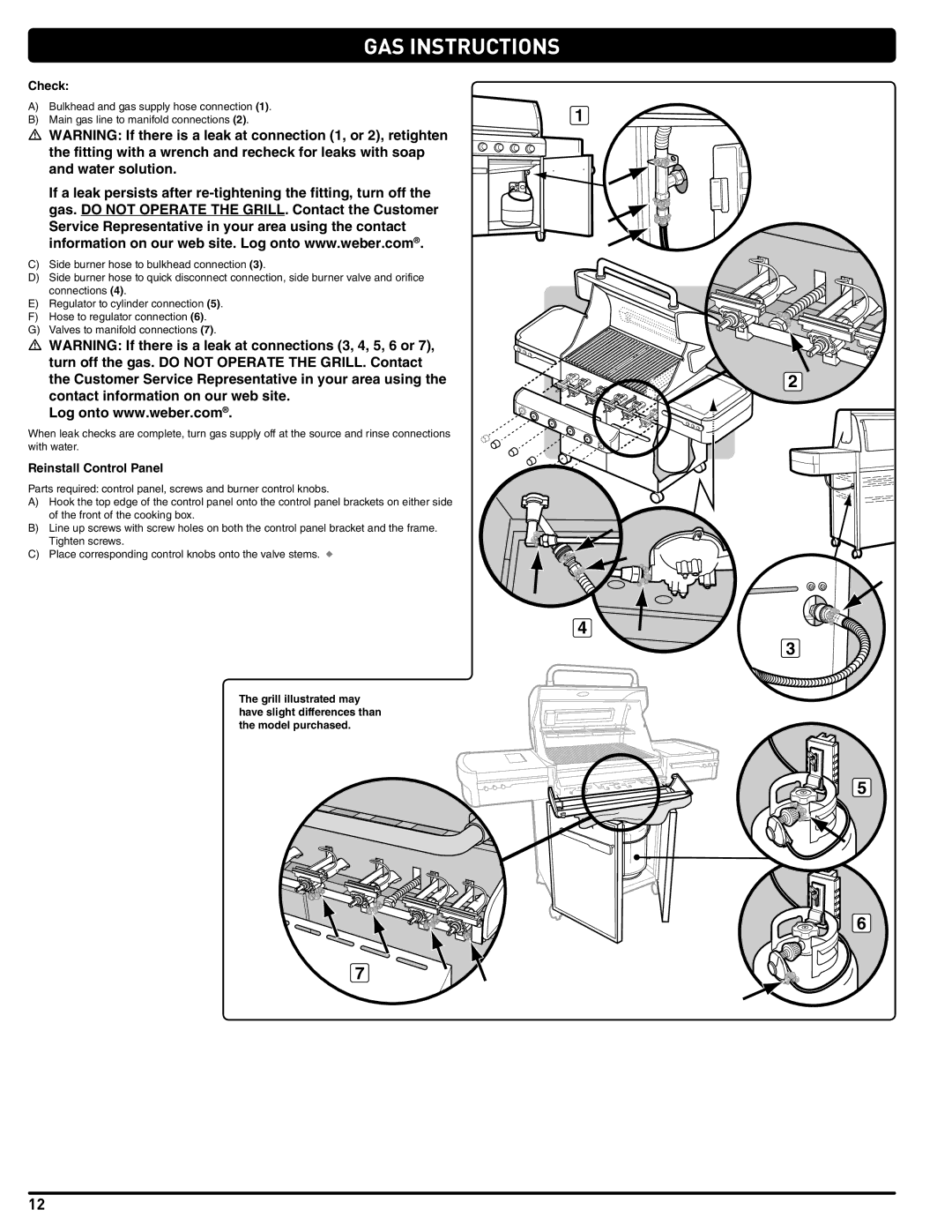 Weber 56219 manual Check, Reinstall Control Panel 