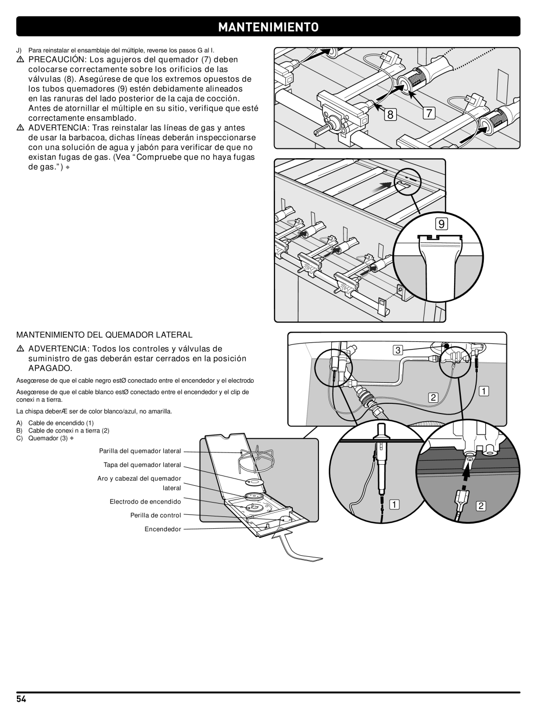 Weber 56219 manual Mantenimiento DEL Quemador Lateral, Apagado 