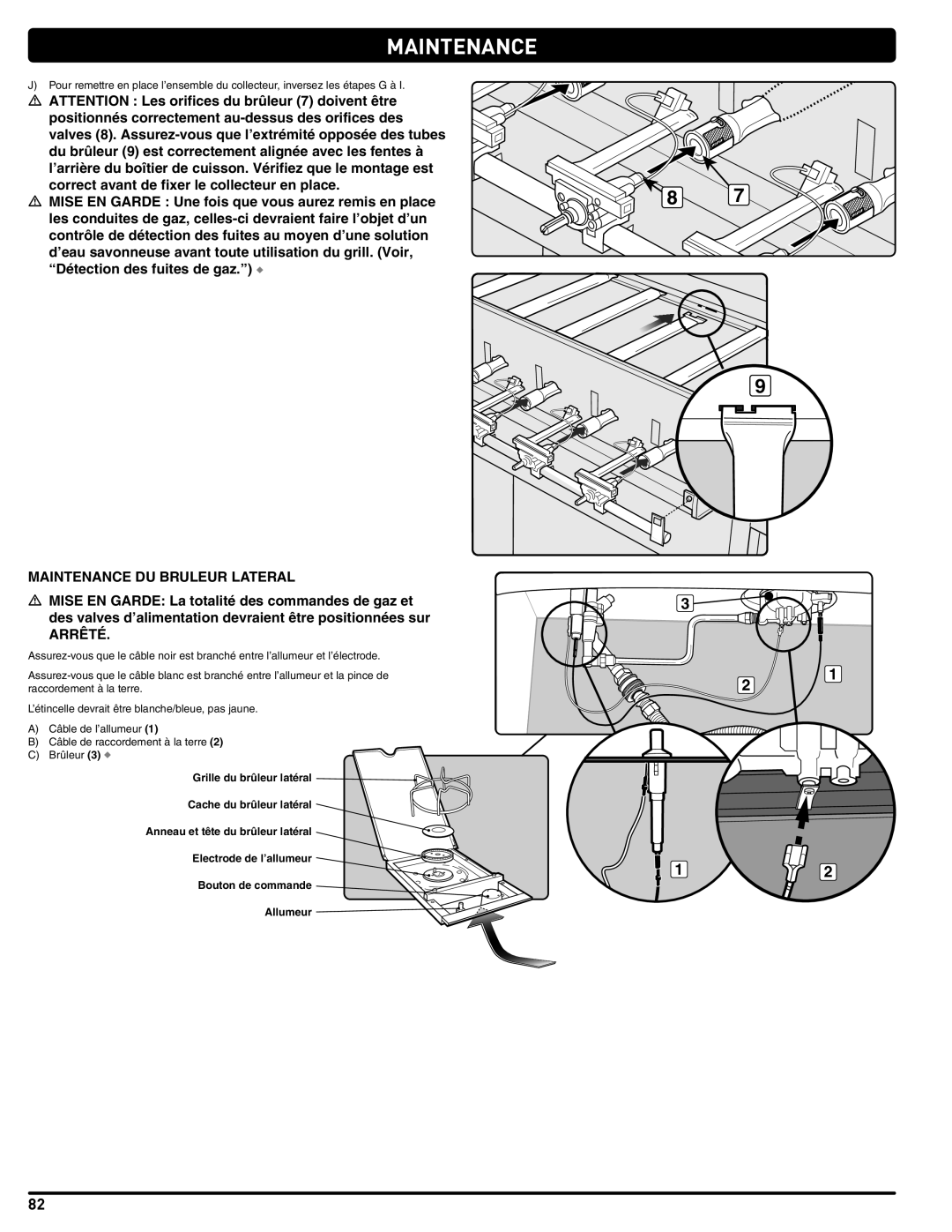 Weber 56219 manual Maintenance DU Bruleur Lateral, Arrêté 