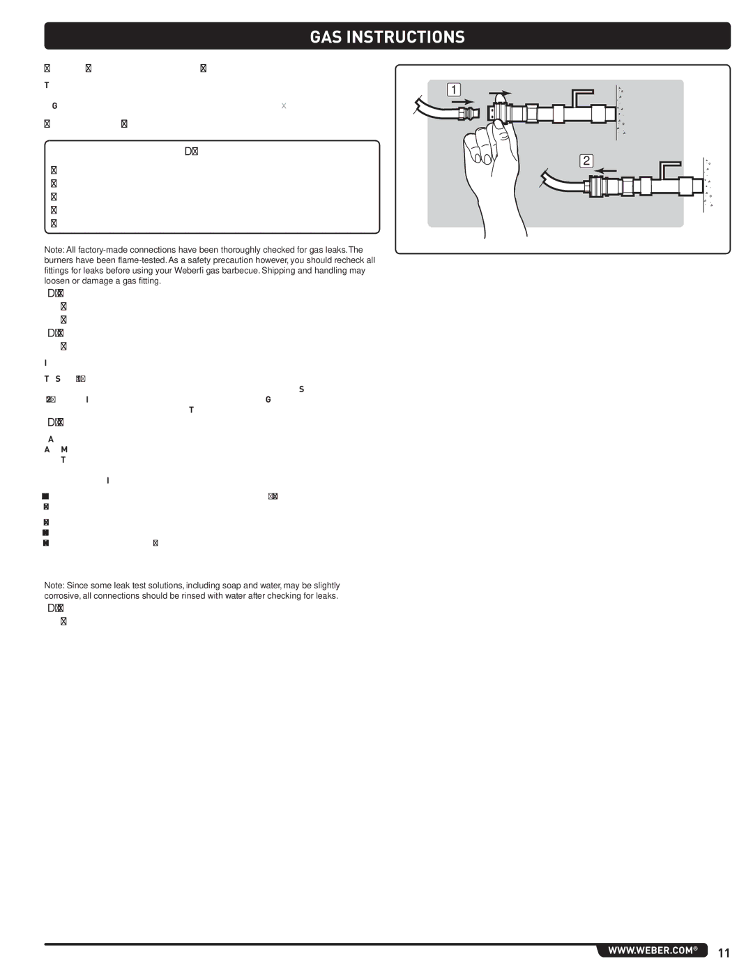 Weber 56221 manual Check the Flexible Hose to Manifold Connection, Check for GAS Leaks 