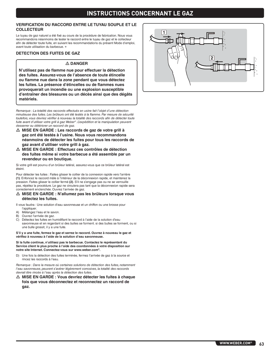 Weber 56221 manual Detection DES Fuites DE GAZ 