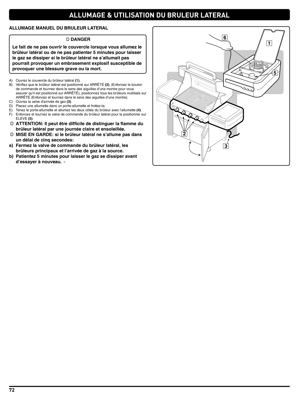 Weber 56221 manual Allumage Manuel DU Bruleur Lateral 