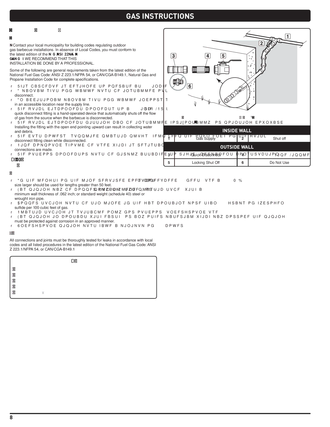 Weber 56221 GAS Instructions, Install GAS Supply, General Specifications for Piping, Gas Line Piping, Test Connections 