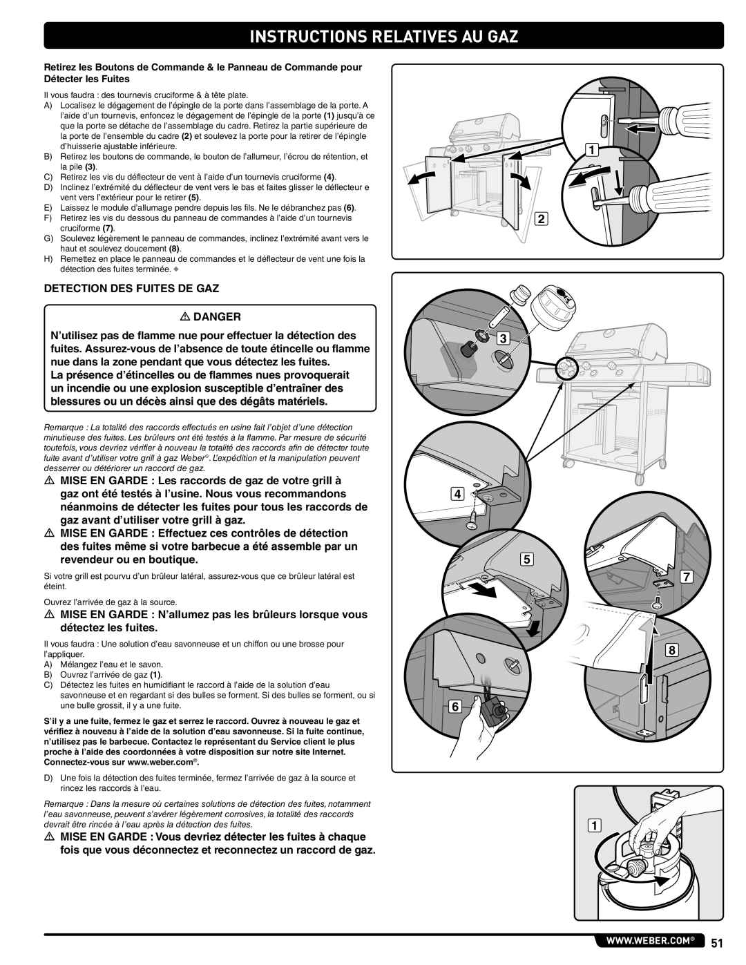 Weber 56514 manual Detection DES Fuites DE GAZ 