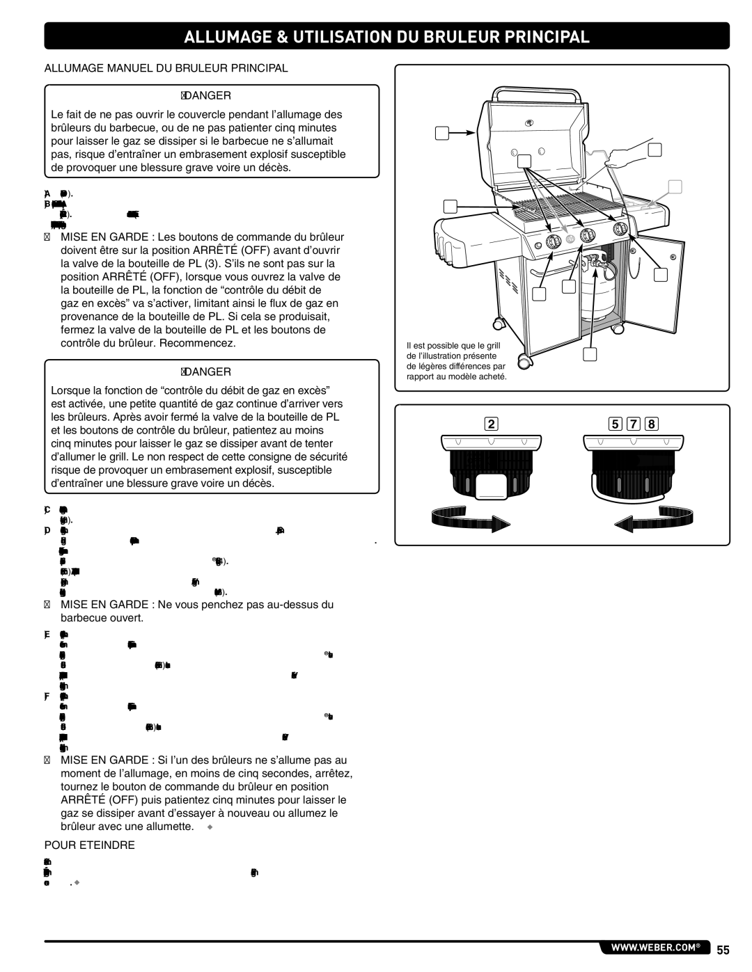 Weber 56514 manual Allumage Manuel DU Bruleur Principal 