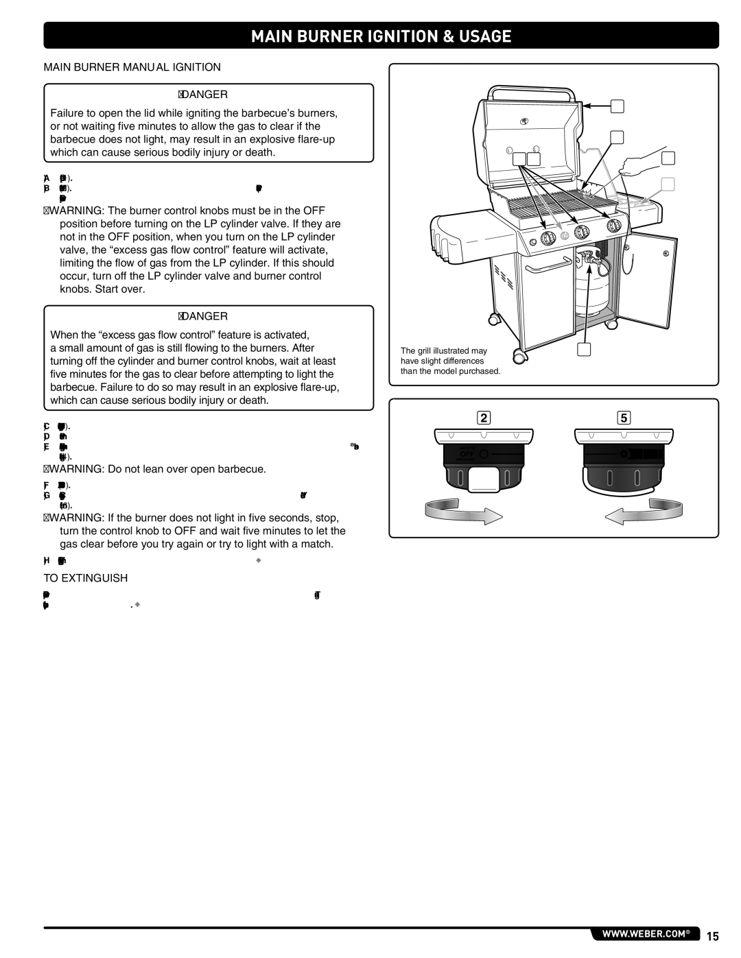 Weber 56514 manual Main Burner Manual Ignition 