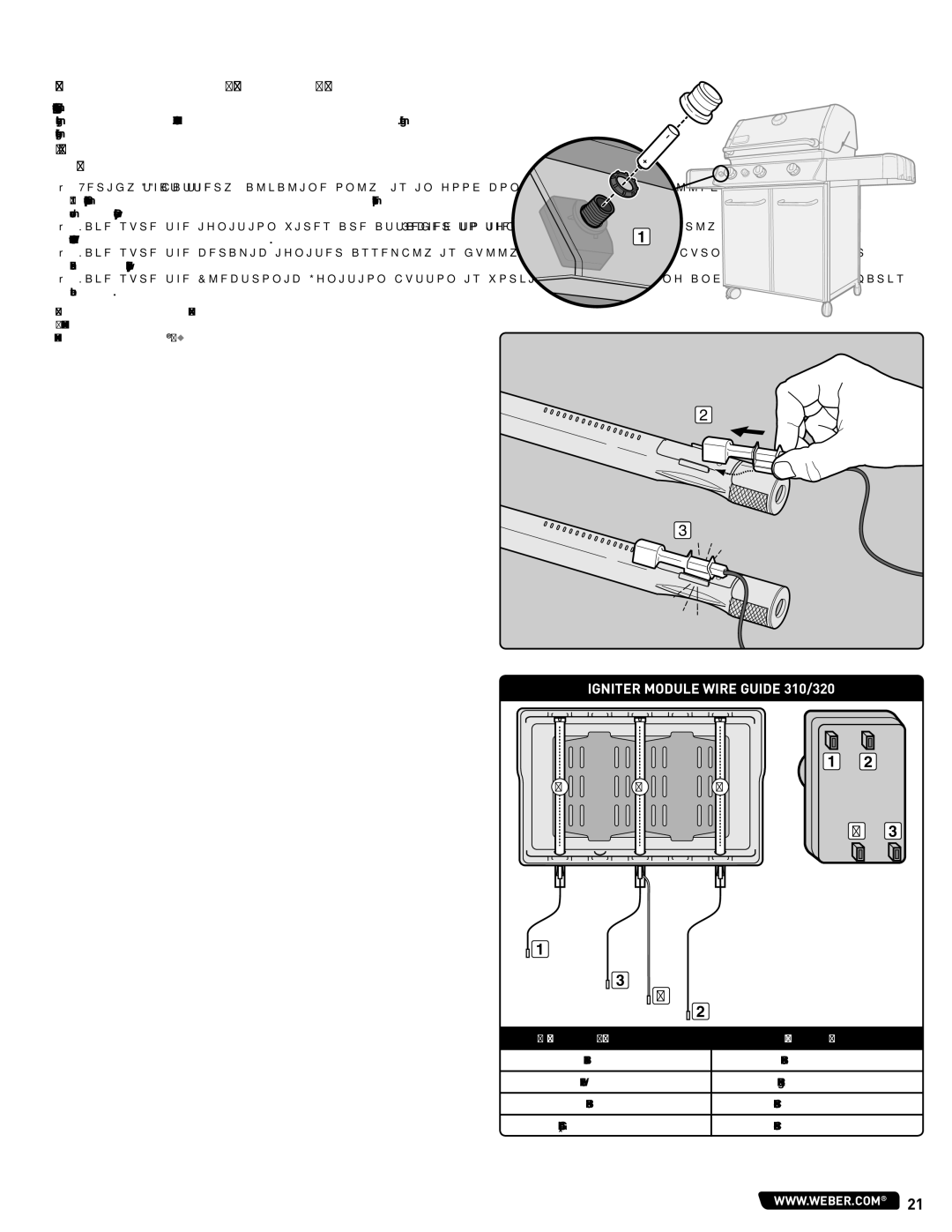 Weber 56514 manual Electronic Ignition System Operations, Igniter Module Wire Guide 310/320 