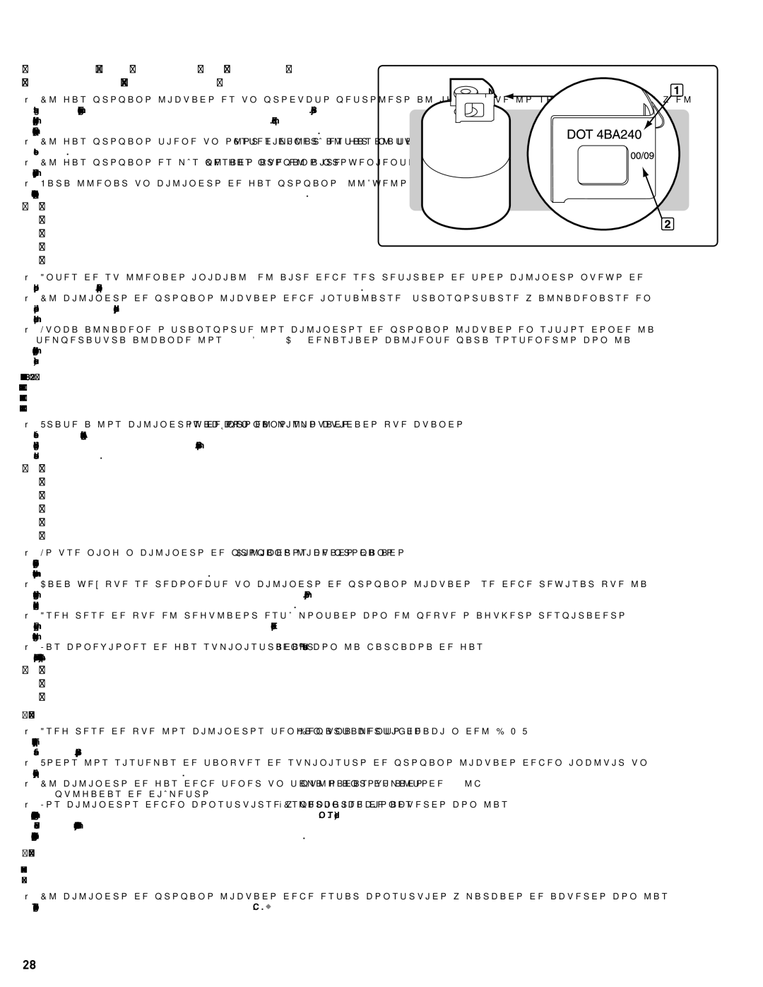 Weber 56514 manual Instrucciones Sobre EL GAS, Requisitos de los cilindros de propano licuado 