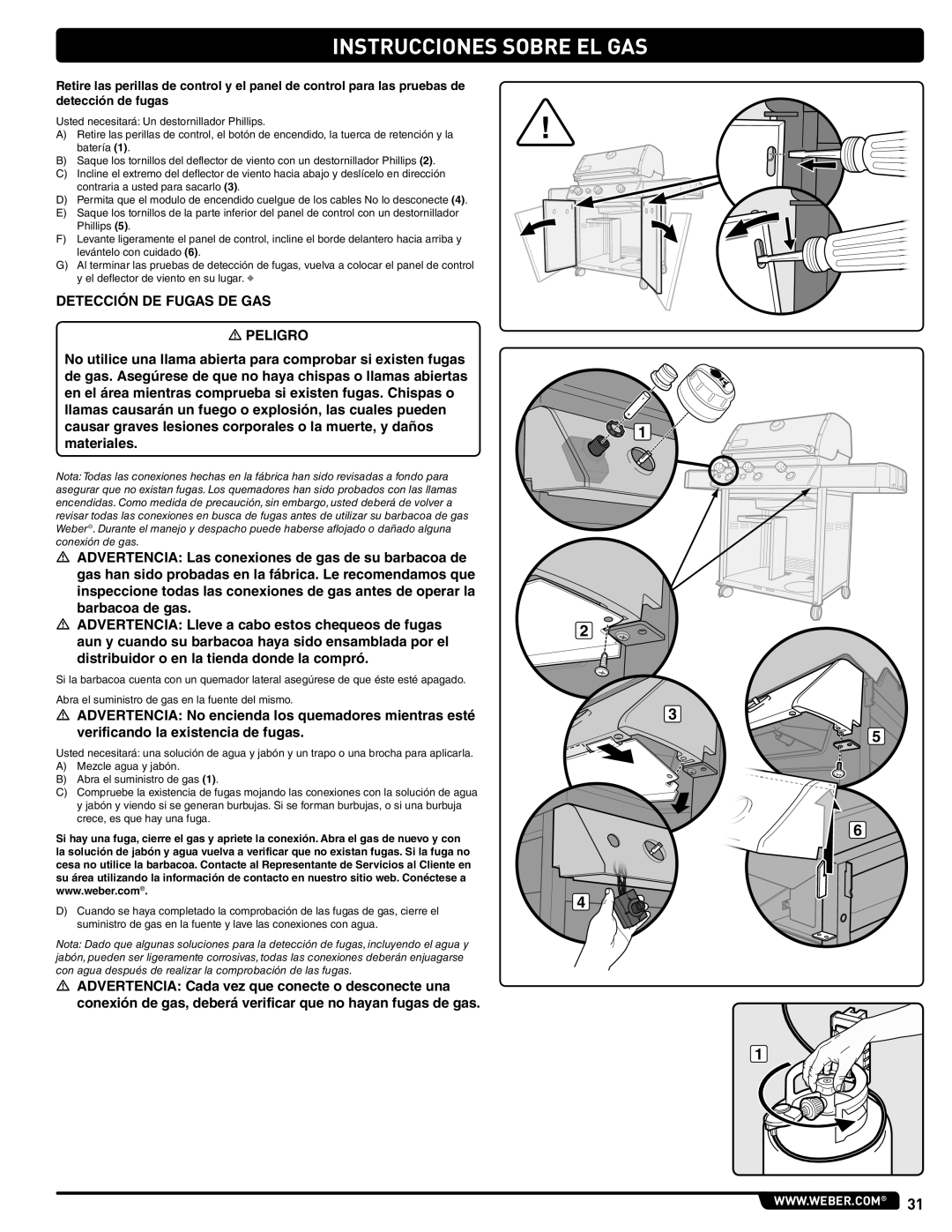 Weber 56514 manual Detección DE Fugas DE GAS 