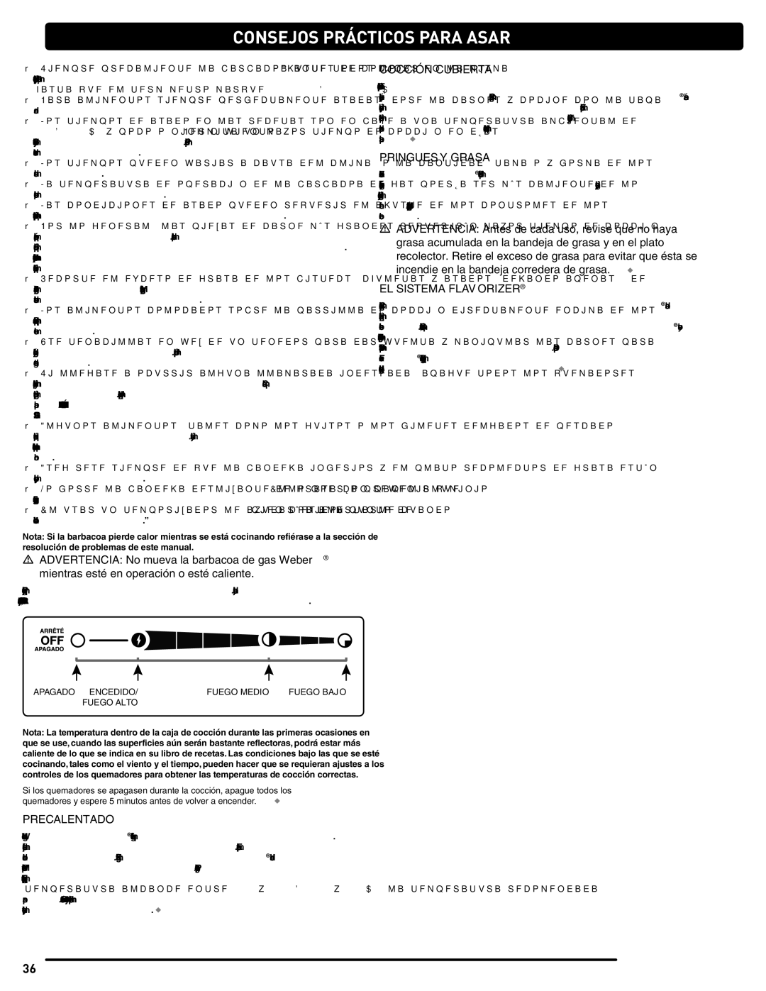 Weber 56514 manual Consejos Prácticos Para Asar, Cocción Cubierta, Pringues Y Grasa, EL Sistema Flavorizer, Precalentado 