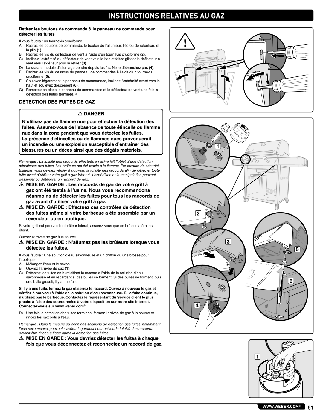 Weber 56514 manual Detection DES Fuites DE GAZ 