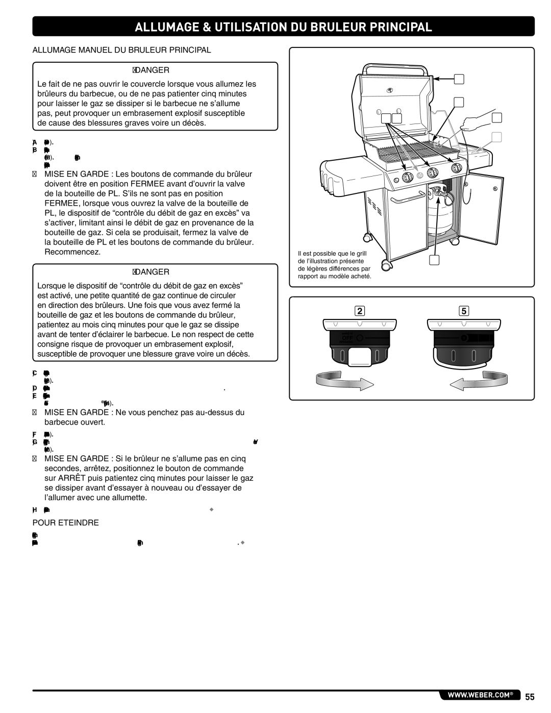 Weber 56514 manual Allumage Manuel DU Bruleur Principal 